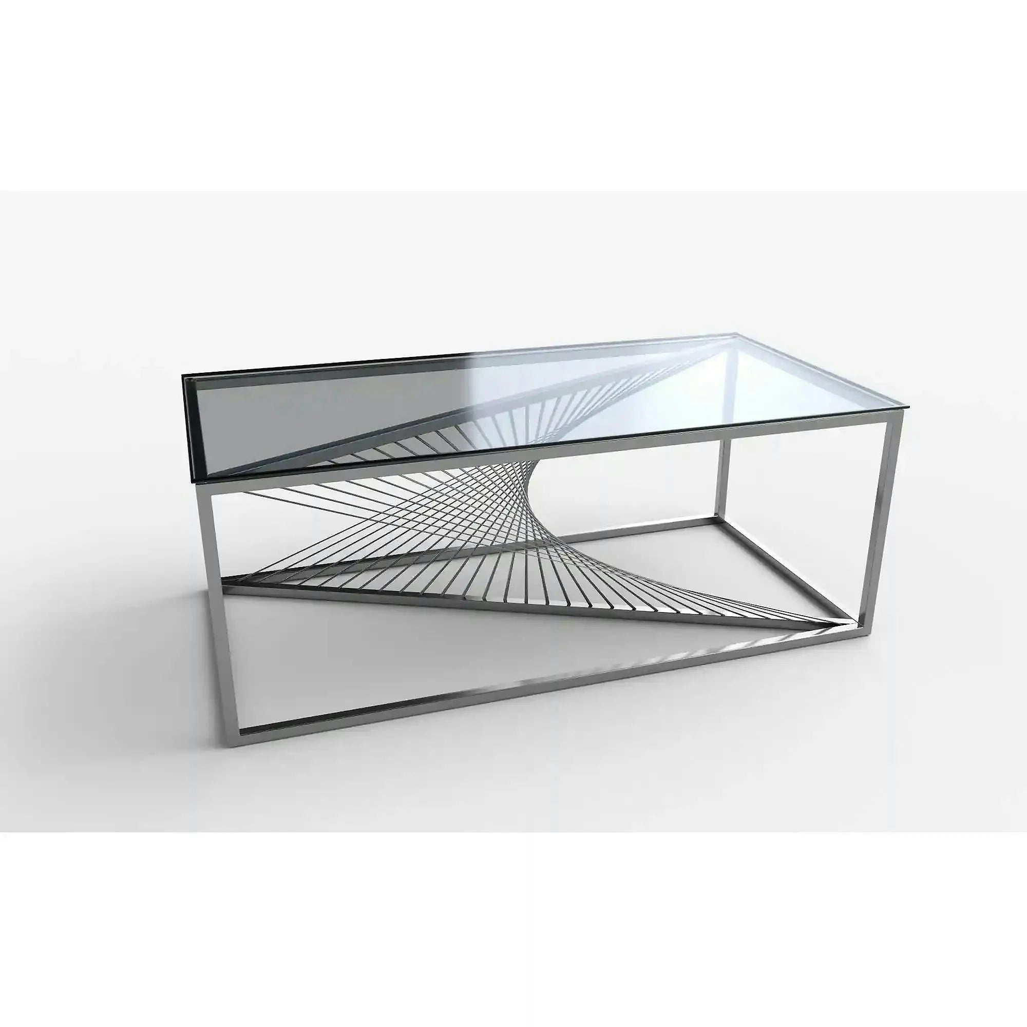 Masuta cafea INFINITY, transparent/argintiu, sticla/otel inoxidabil, 120x60x45 cm