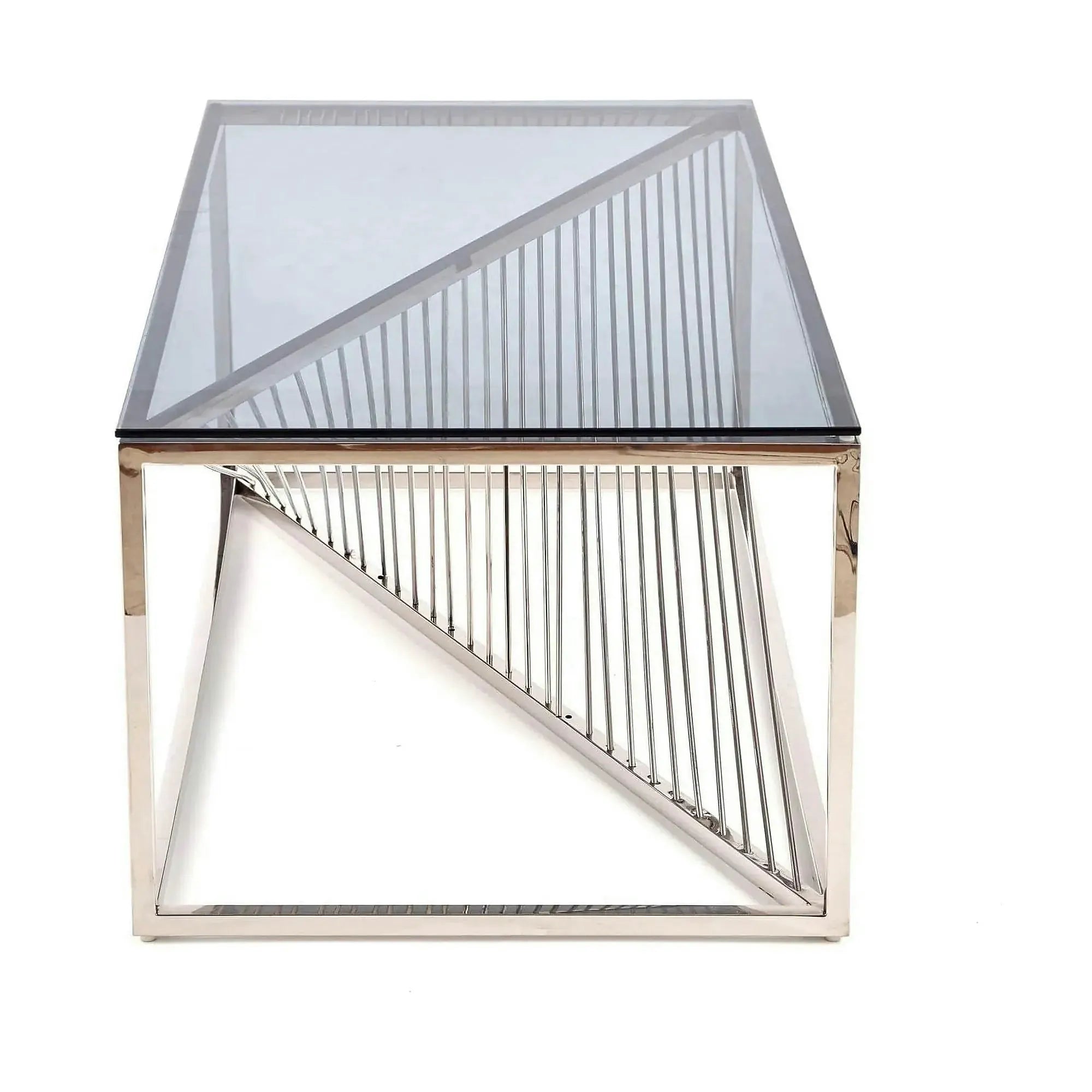 Masuta cafea INFINITY, transparent/argintiu, sticla/otel inoxidabil, 120x60x45 cm