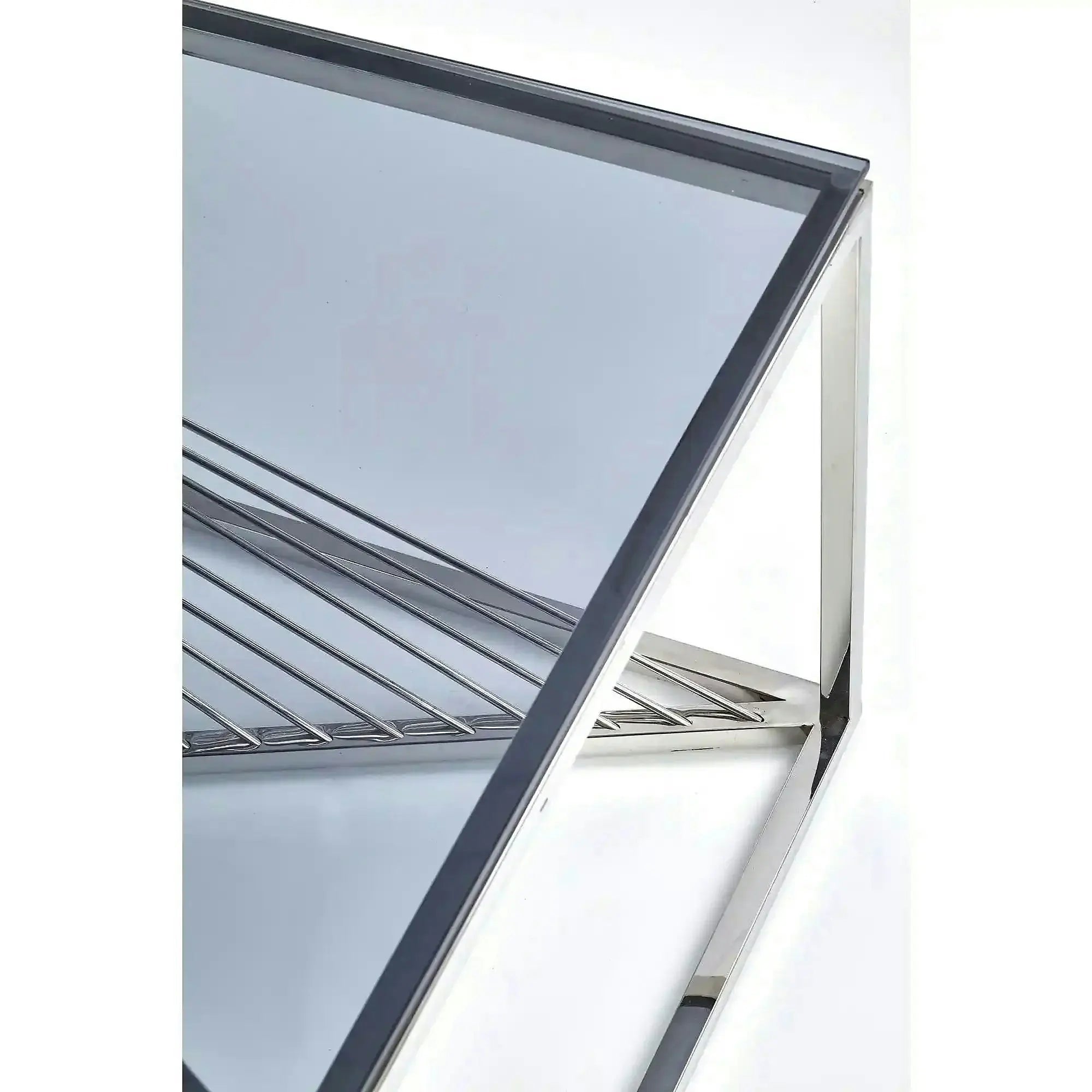Masuta cafea INFINITY, transparent/argintiu, sticla/otel inoxidabil, 120x60x45 cm