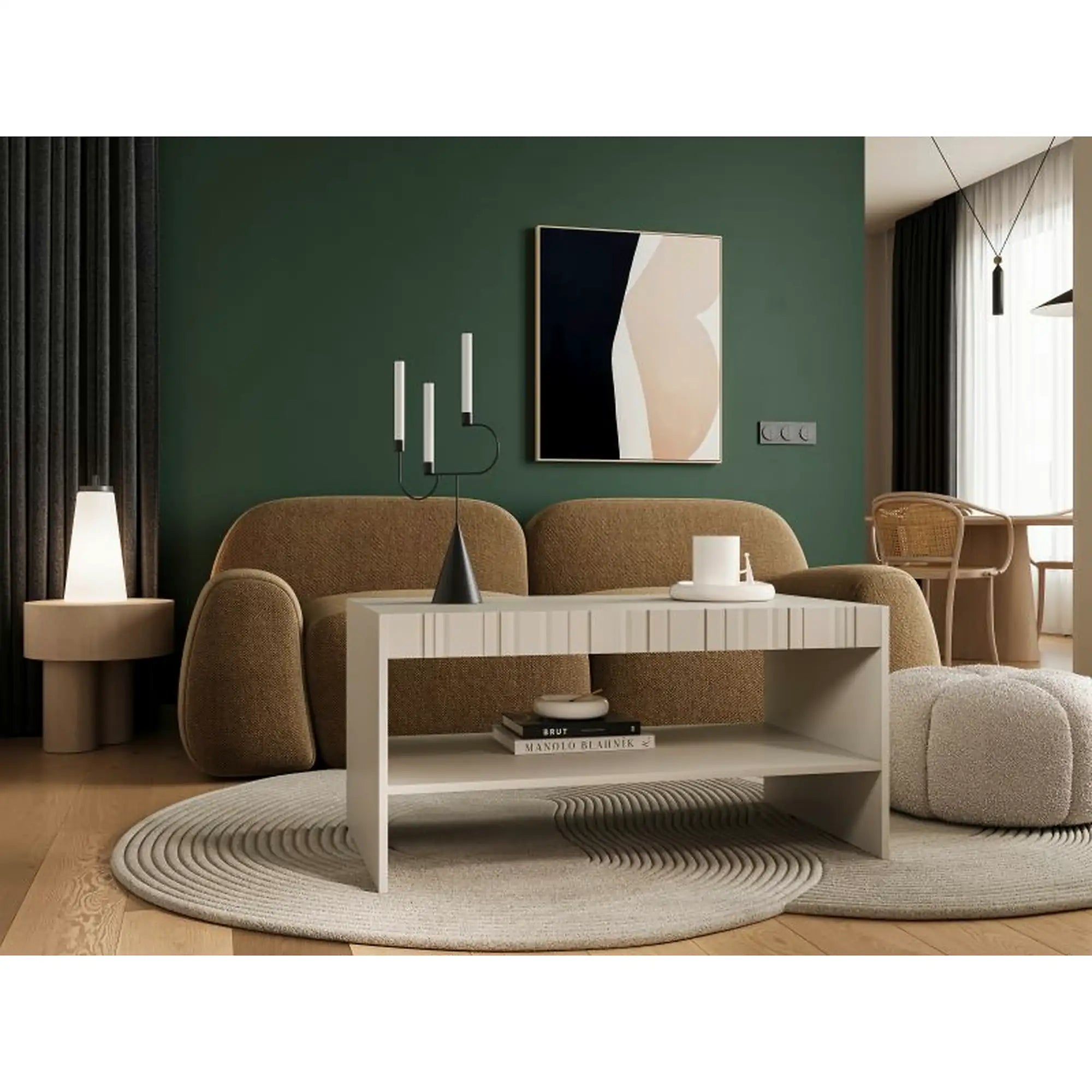 Masuta cafea ISLA, bej mat, PAL, 100x57x50 cm