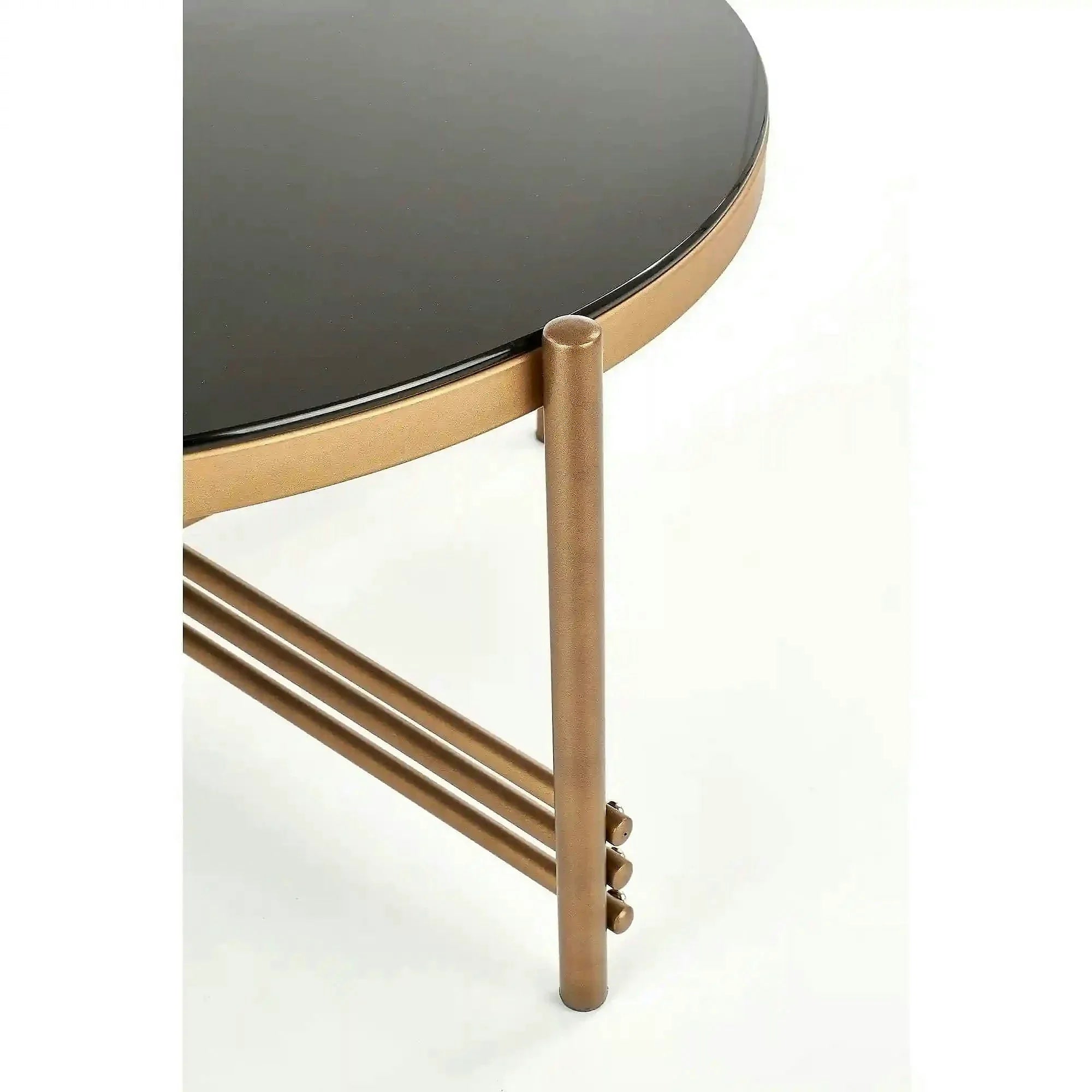 Masuta cafea Ismena, negru/auriu, sticla/otel, 80x80x41 CM