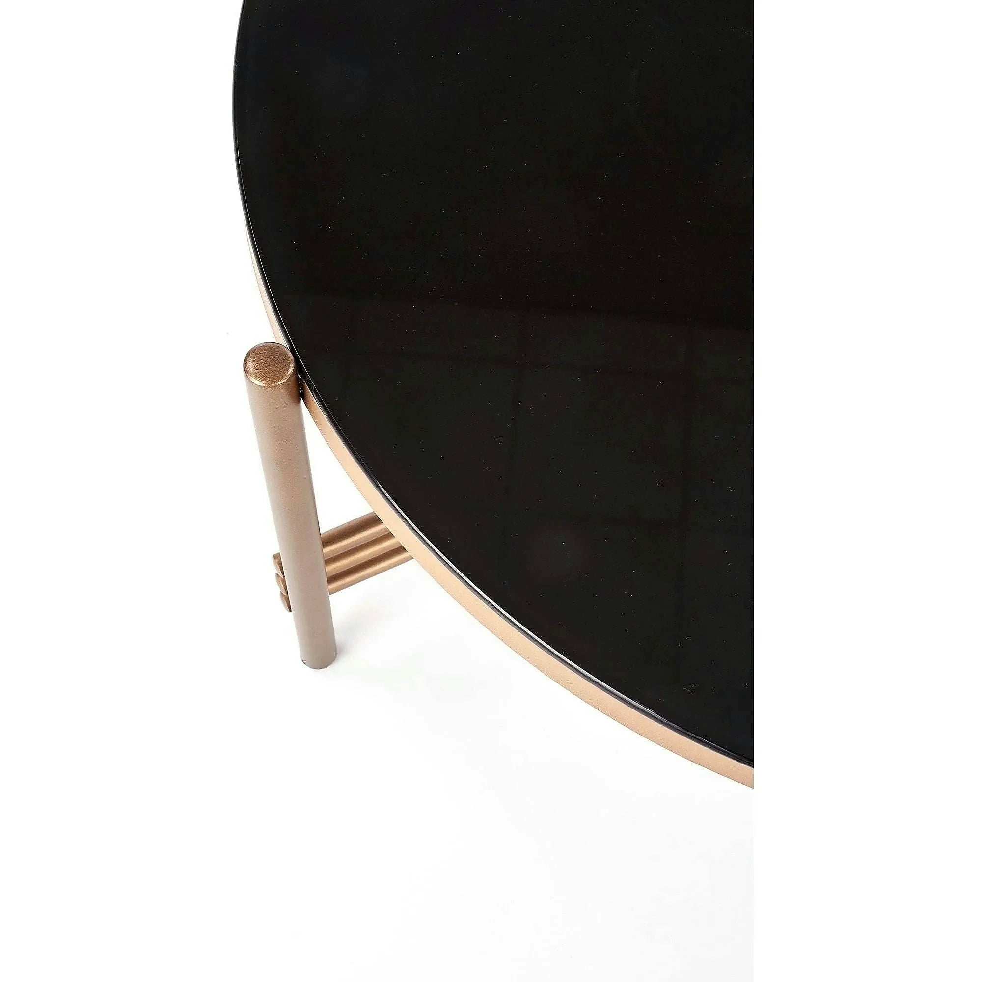 Masuta cafea Ismena, negru/auriu, sticla/otel, 80x80x41 CM