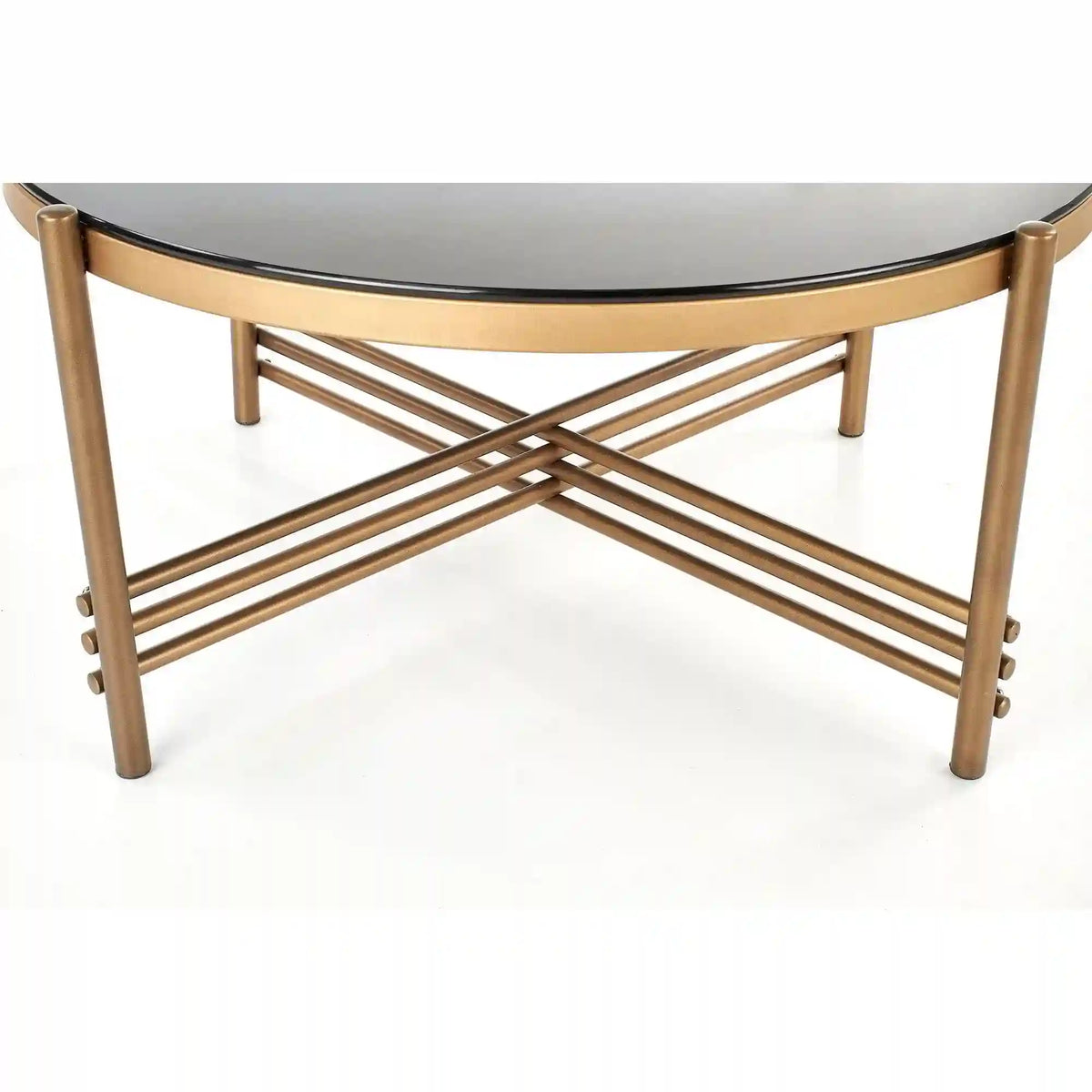 Masuta cafea Ismena, negru/auriu, sticla/otel, 80x80x41 CM