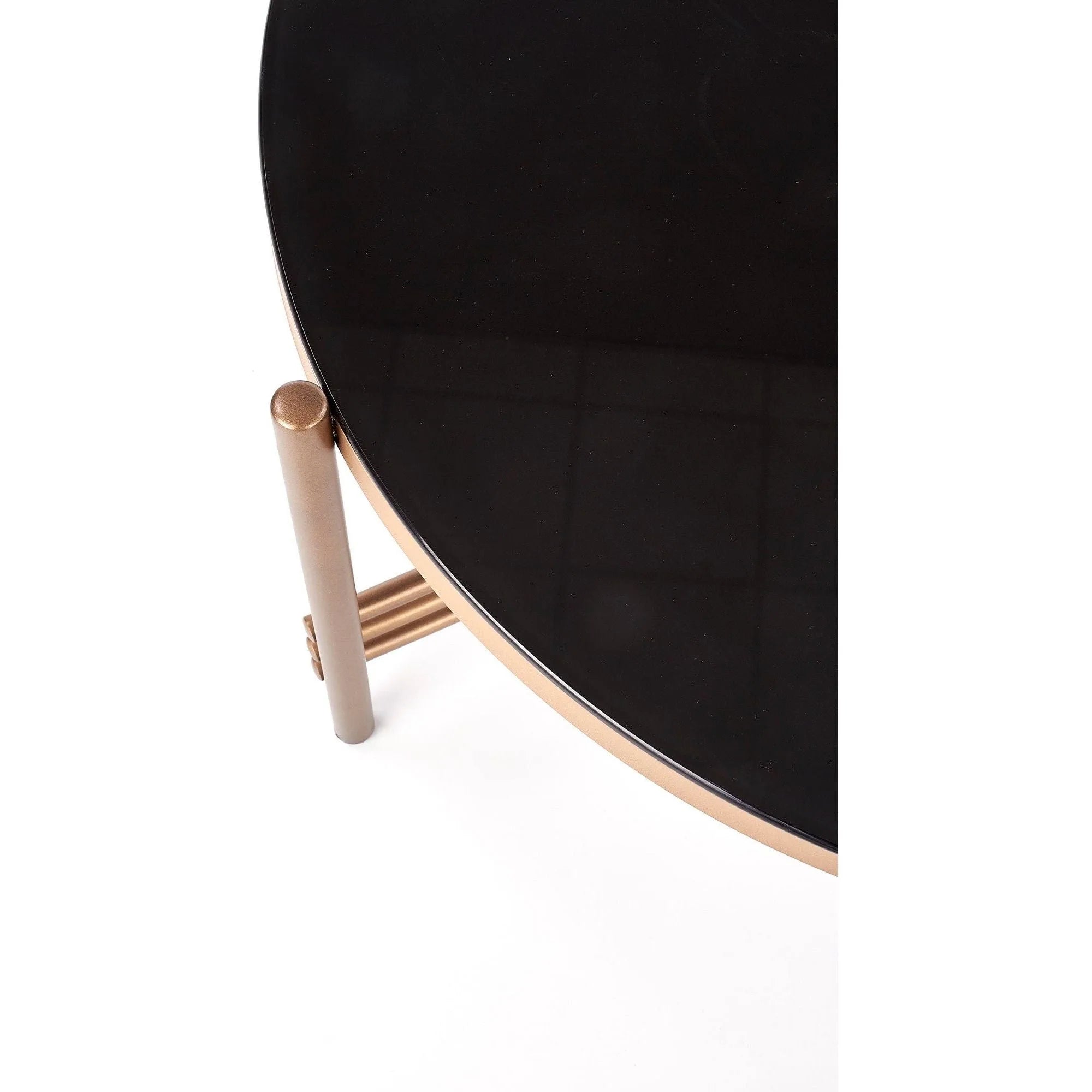 Masuta cafea Ismena, negru/auriu, sticla/otel, 80x80x41 CM