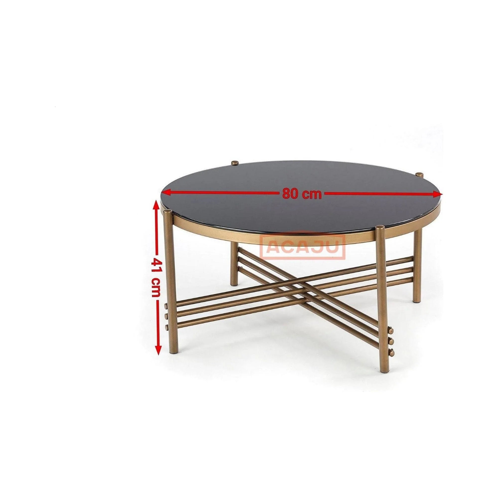 Masuta cafea Ismena, negru/auriu, sticla/otel, 80x80x41 CM