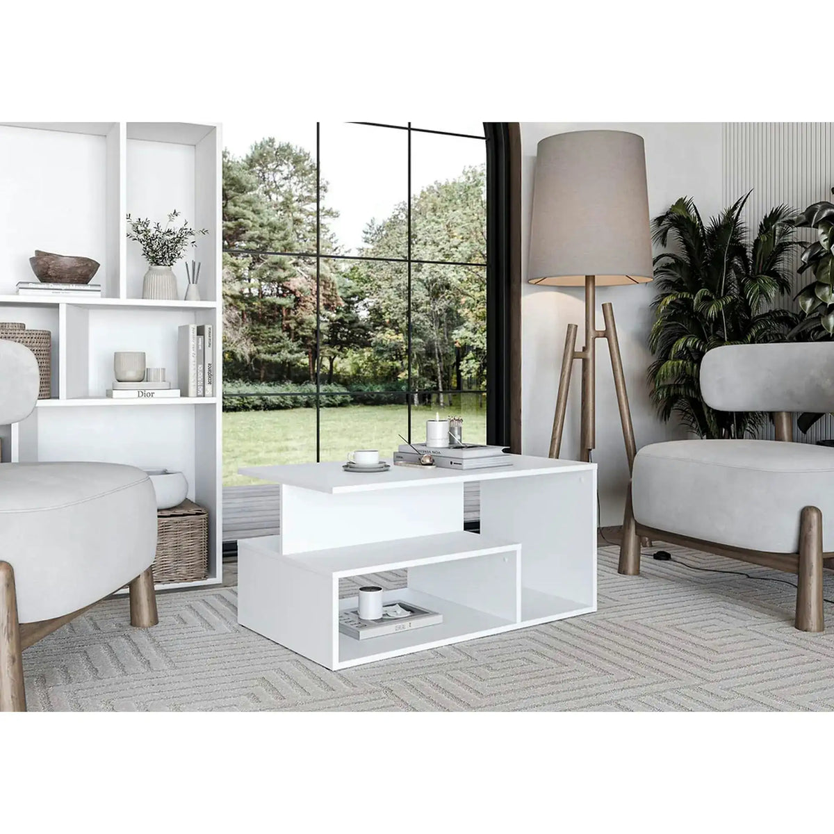 Masuta cafea IVA, alb, PAL laminat, 90x51x43 cm