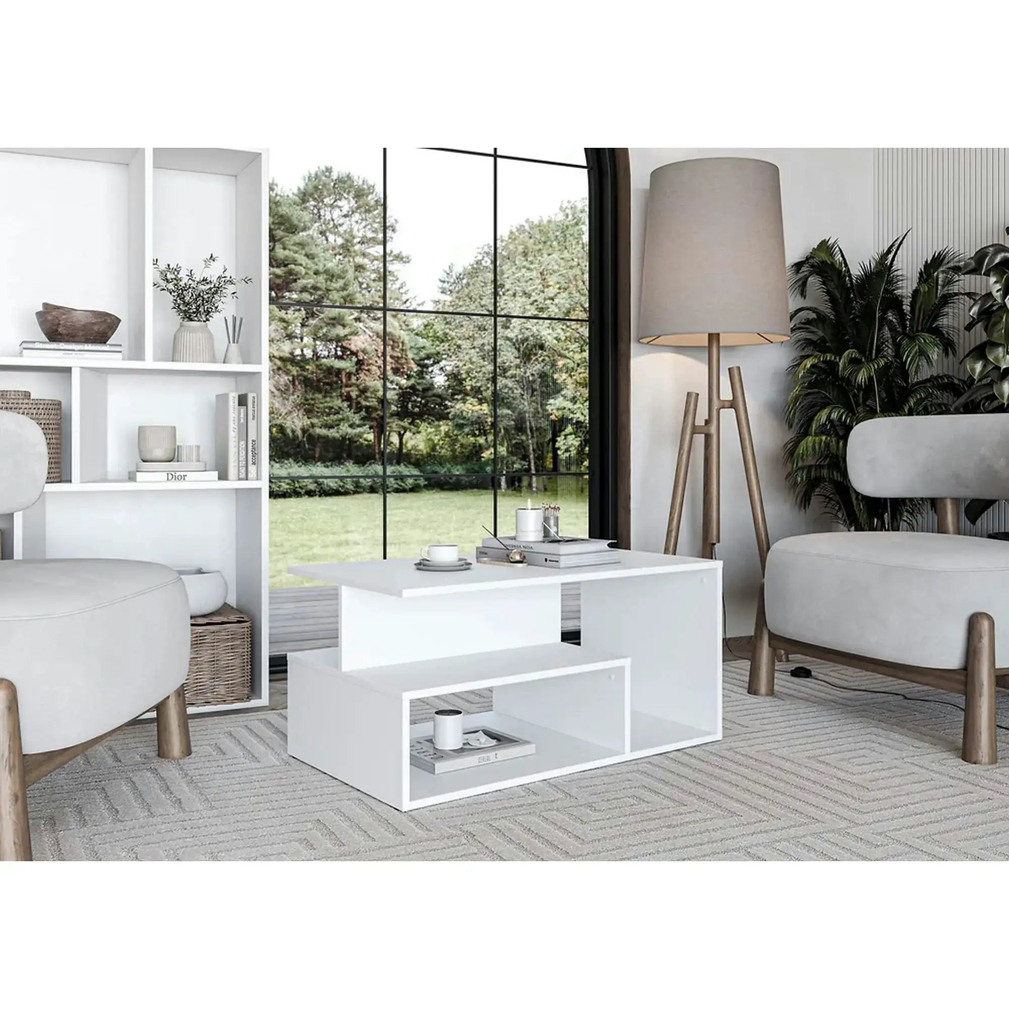 Masuta cafea IVA, alb, PAL laminat, 90x51x43 cm