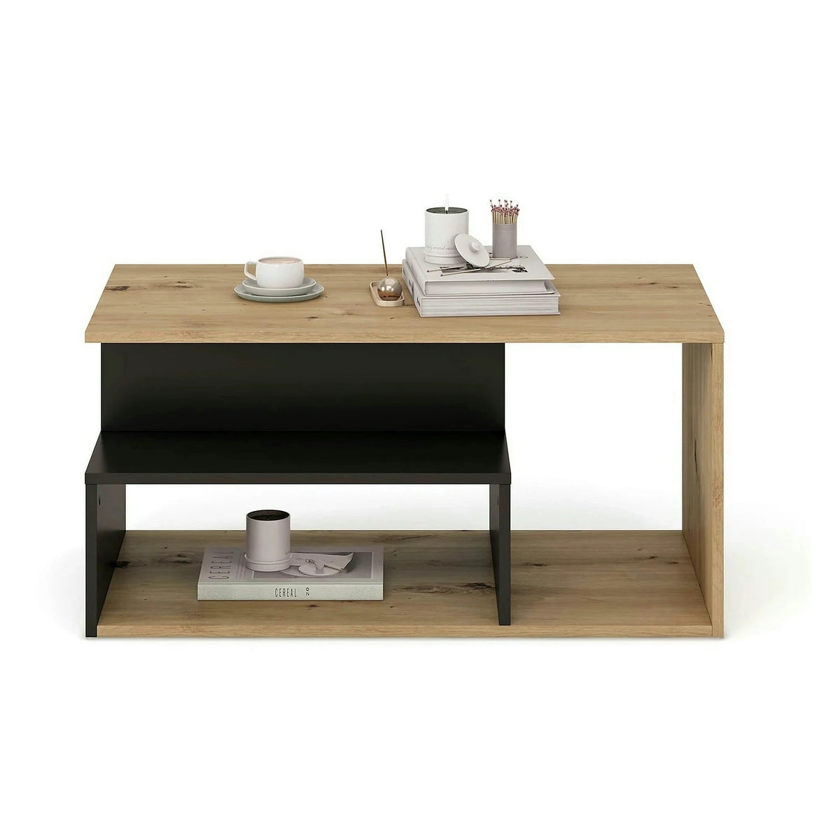 Masuta cafea IVA, stejar artisan/negru, PAL laminat, 90x51x43 cm