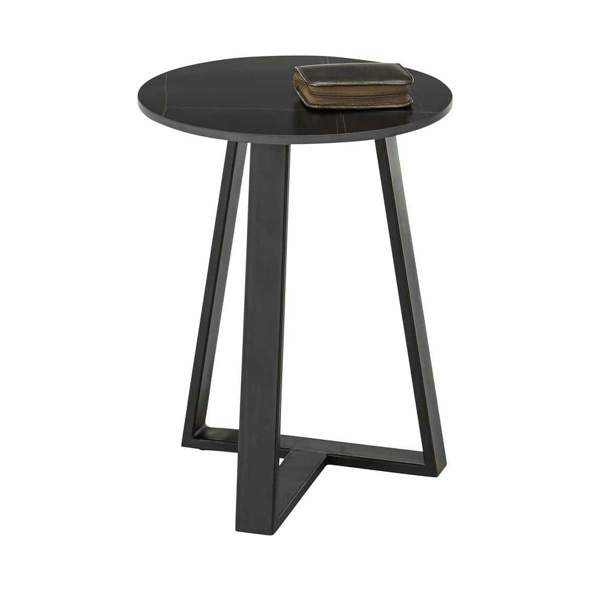 Masuta cafea Jason 2, negru cu efect de marmura, ceramica/metal, 40x50 cm
