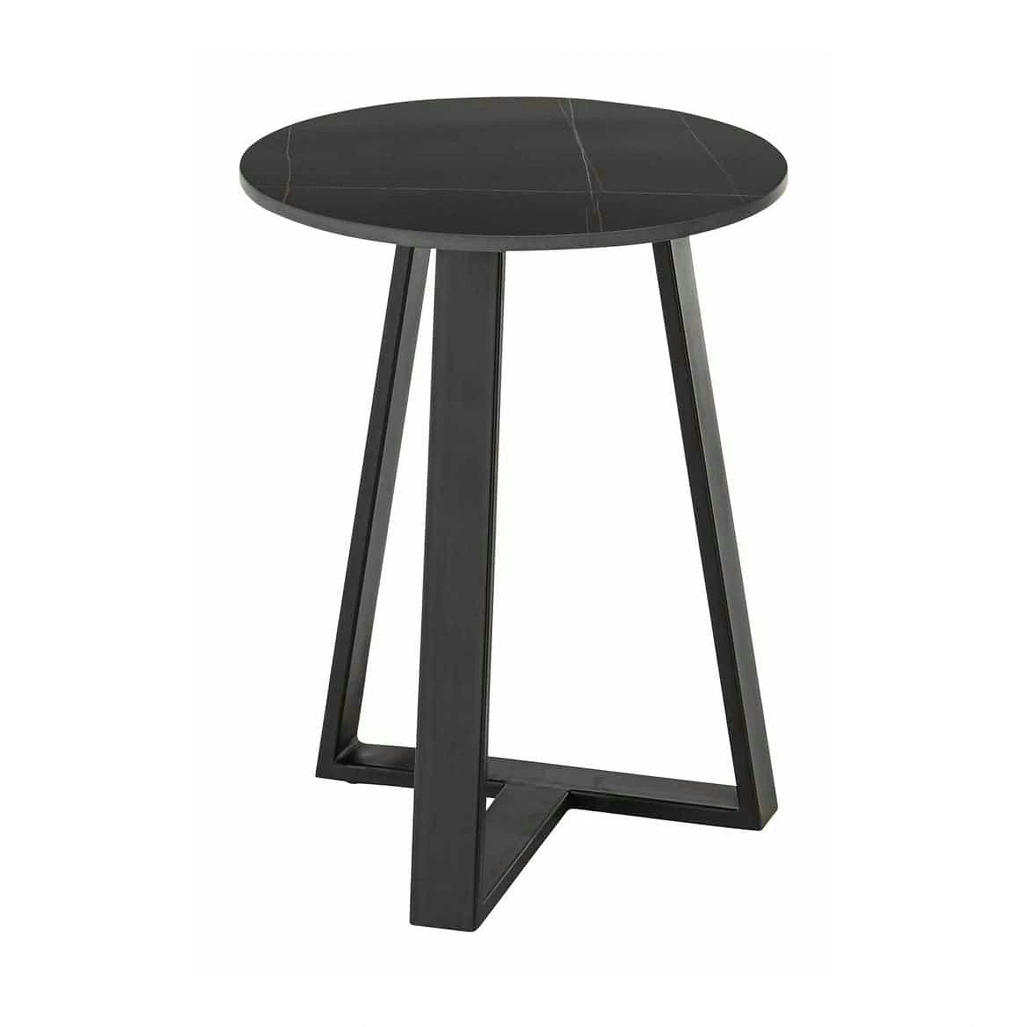 Masuta cafea Jason 2, negru cu efect de marmura, ceramica/metal, 40x50 cm