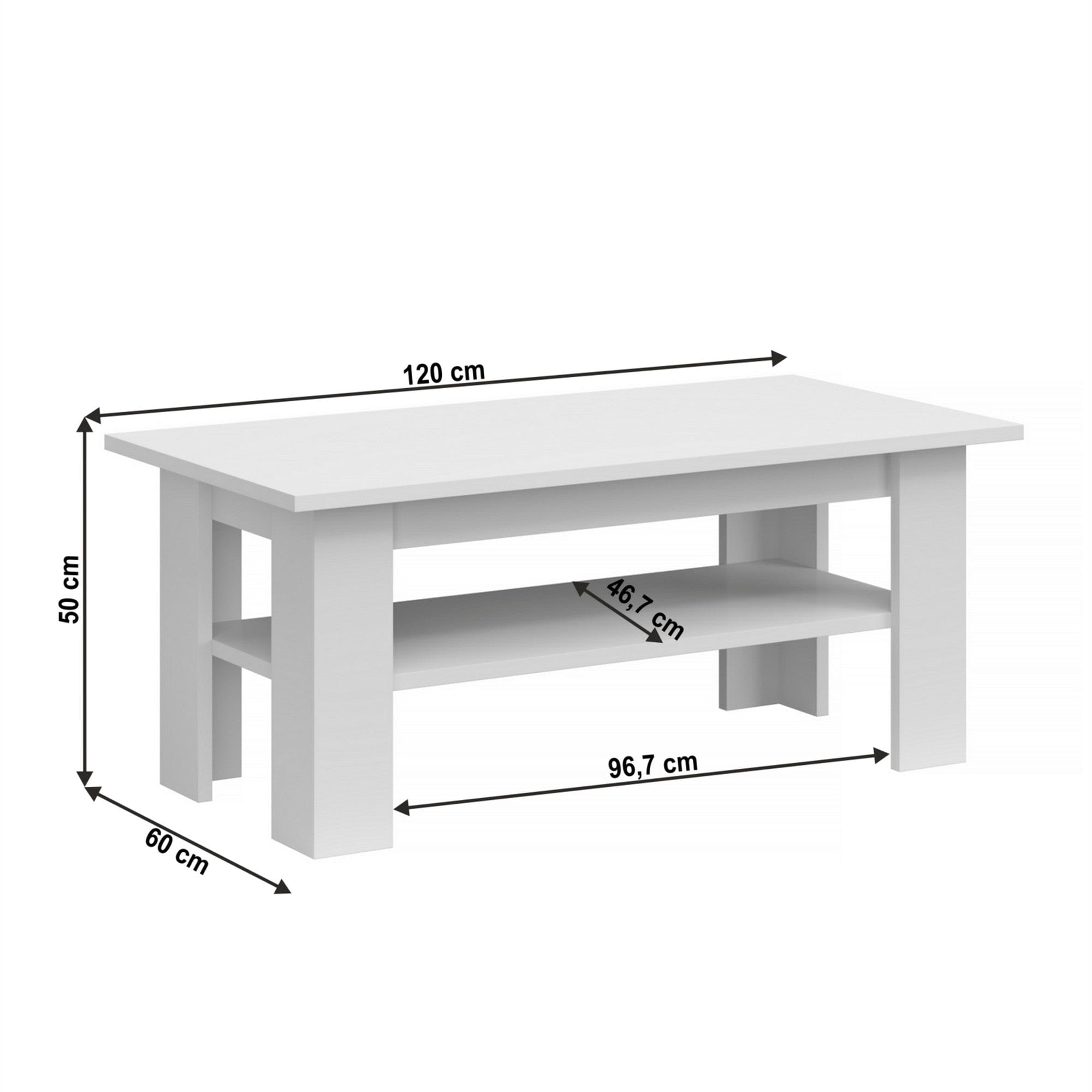 Masuta cafea JOLK, alb, DTD laminat, 120x60x50 cm
