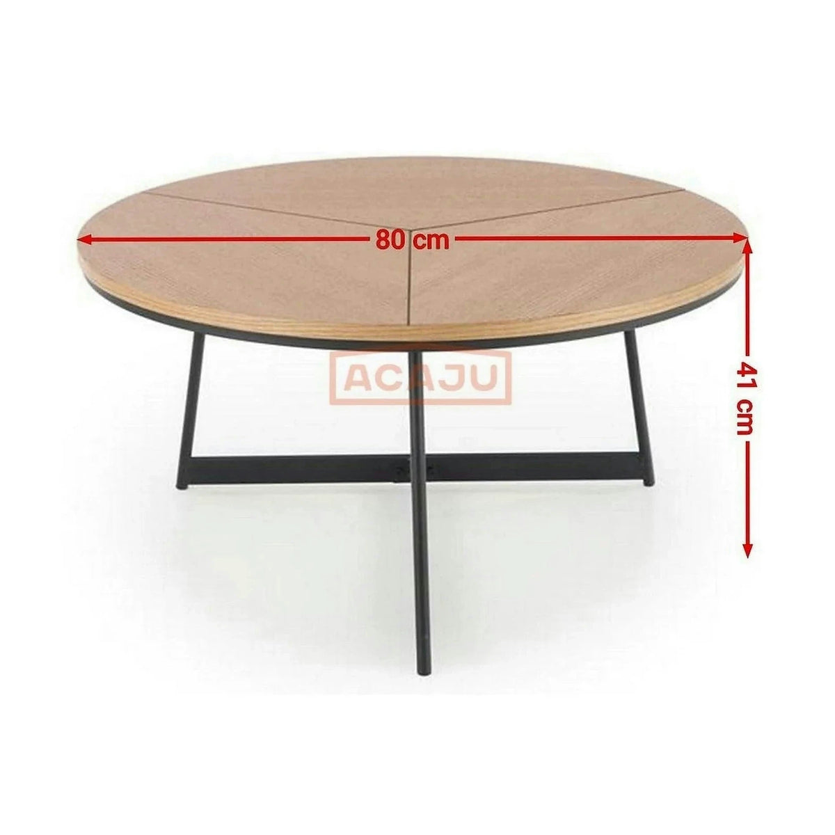 Masuta cafea KARIDA, stejar natural/negru, 80x80x41 cm