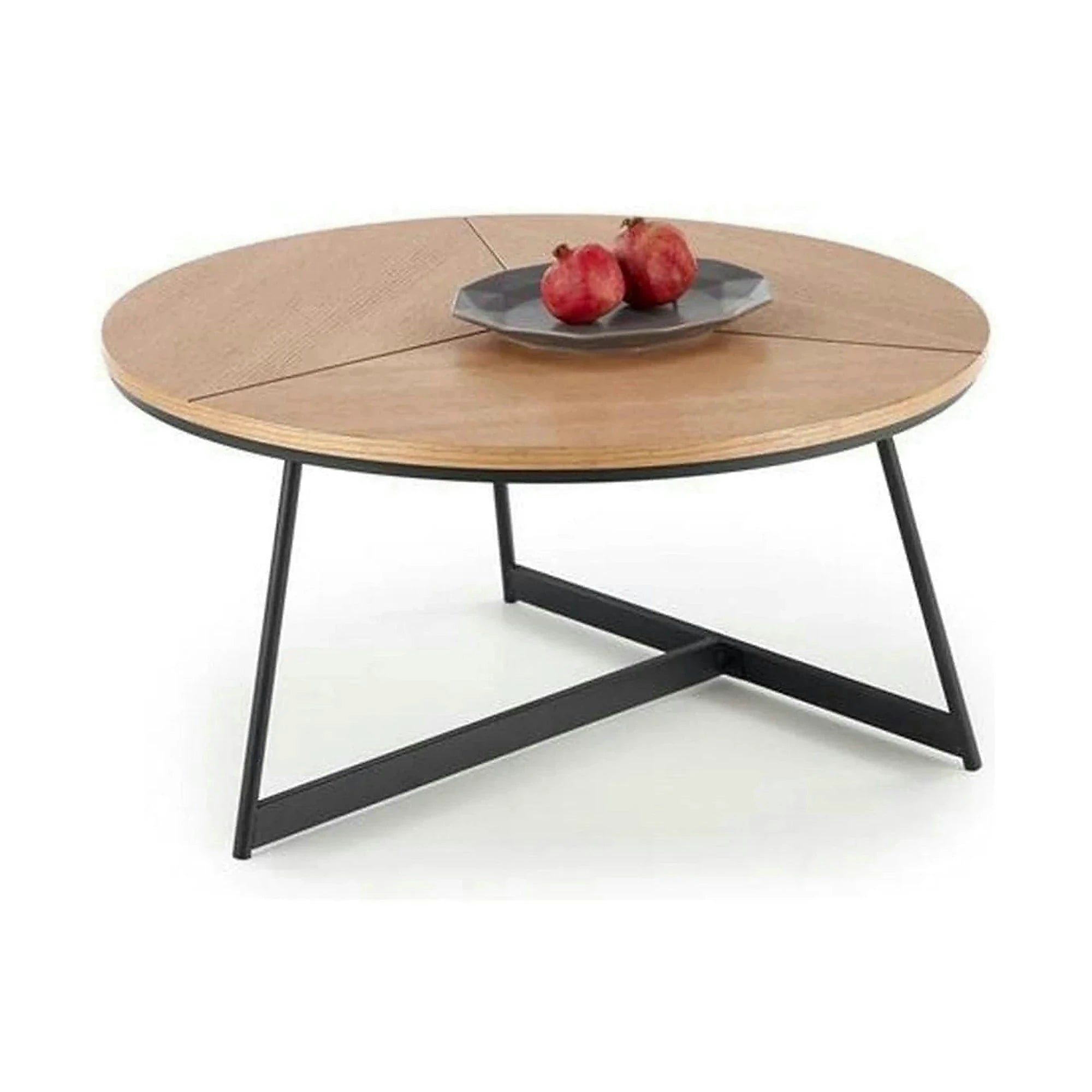 Masuta cafea KARIDA, stejar natural/negru, 80x80x41 cm