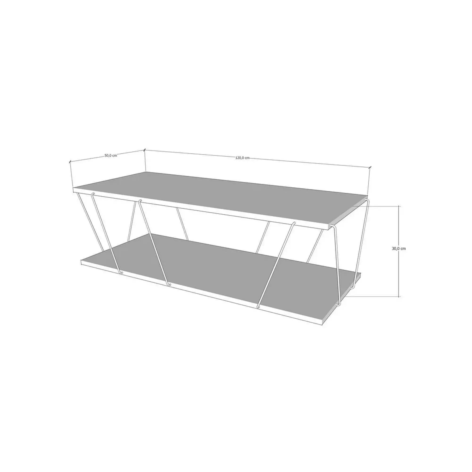Masuta cafea LABRANDA, bej cu efect de marmura/negru, PAL melaminat/metal, 120x50x30 cm