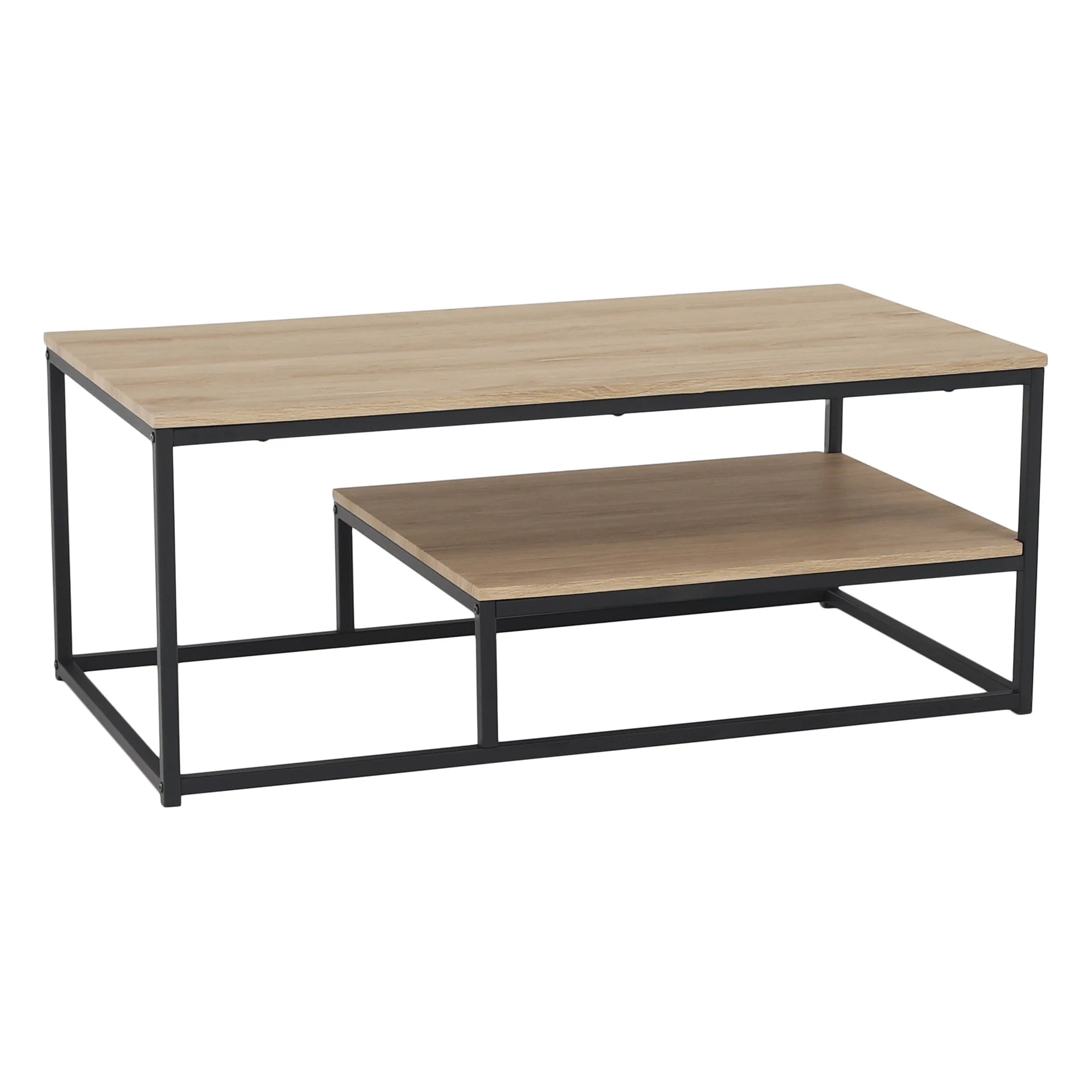 Masuta cafea LARON, stejar deschis/negru, 110x60x45 cm