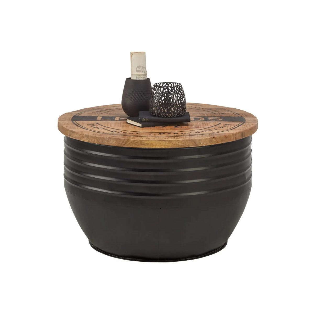 Masuta cafea LEA, maro/negru, lemn/metal, 75x75x45 cm