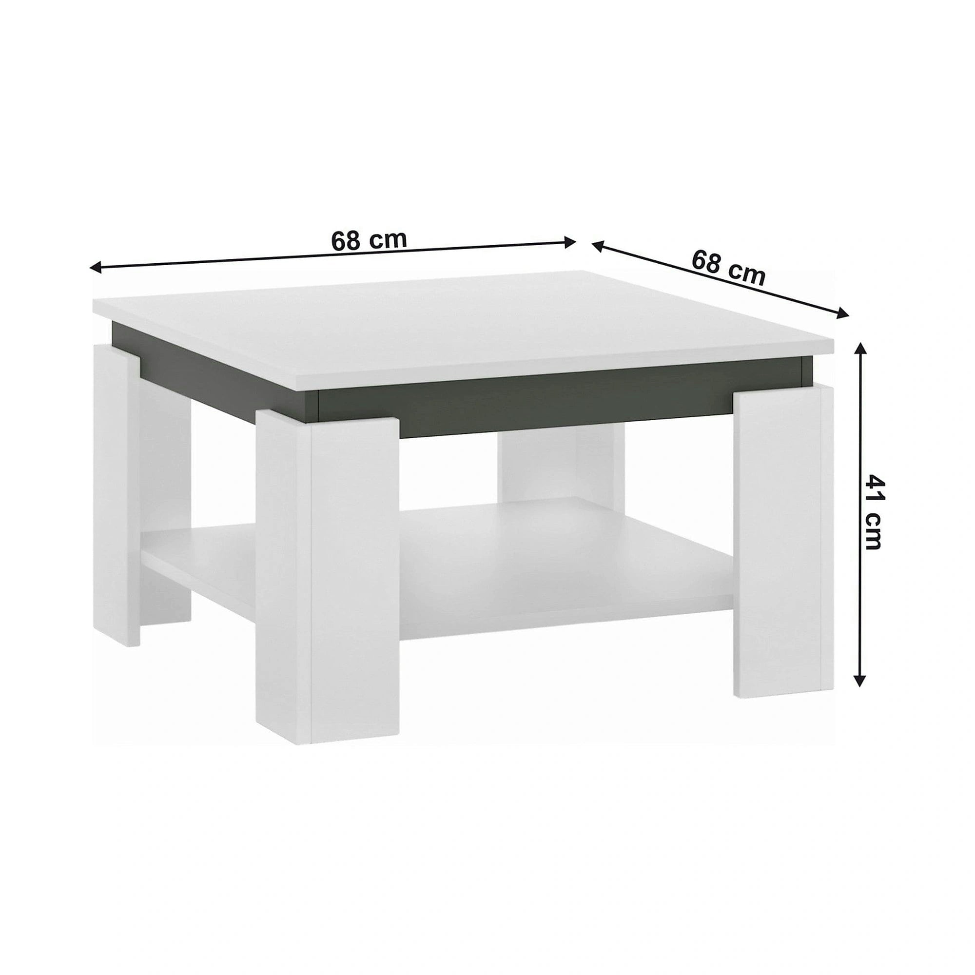 Masuta cafea LEJSY, alb/gri grafit, 68x68x41 cm