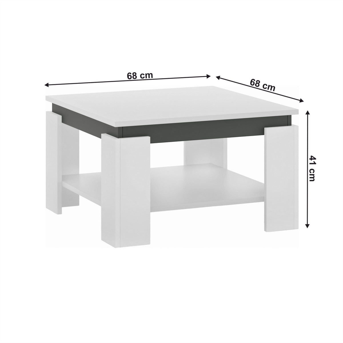 Masuta cafea LEJSY, alb/gri grafit, 68x68x41 cm