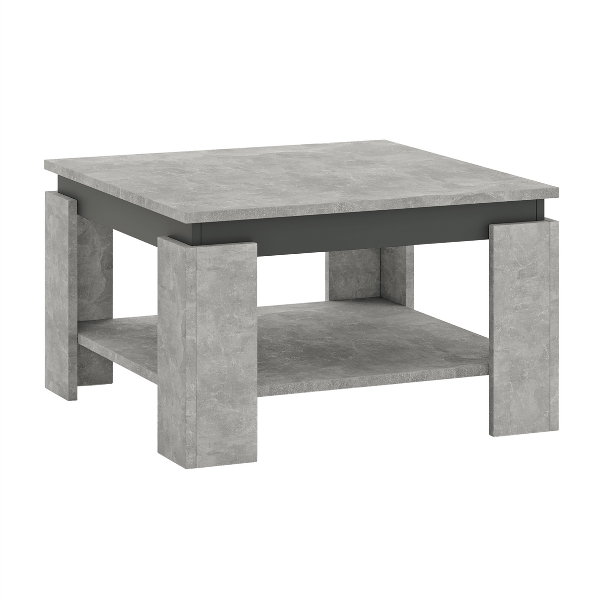 Masuta cafea LEJSY, gri beton/gri grafit, 68x68x41 cm