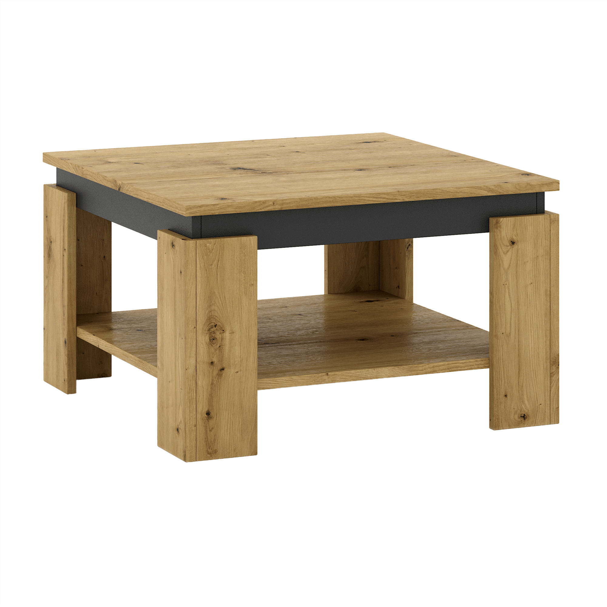 Masuta cafea LEJSY, stejar artisan/gri grafit, 68x68x41 cm