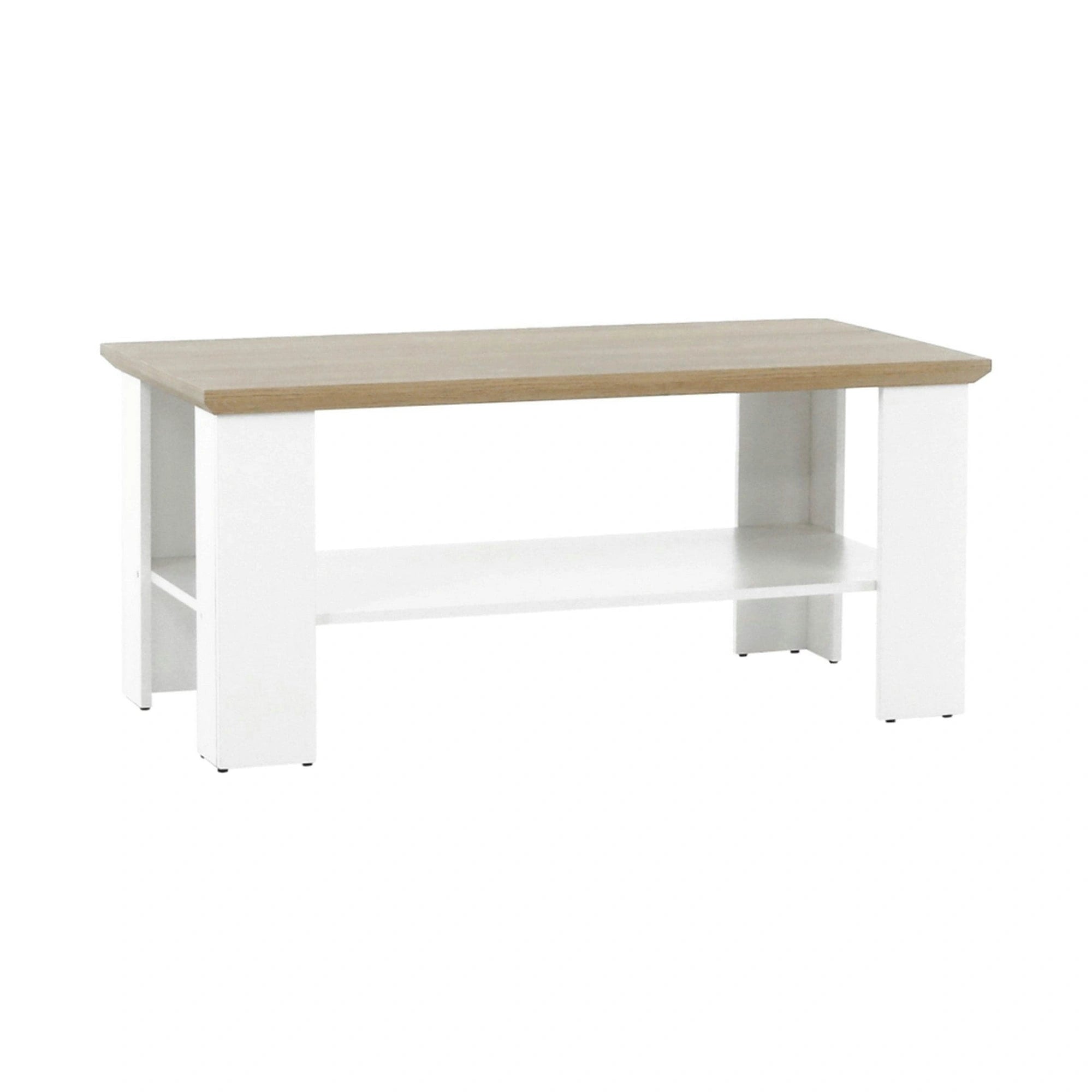 Masuta cafea LEON MZ17, PAL laminat, alb/stejar grand, 120x60x55 cm
