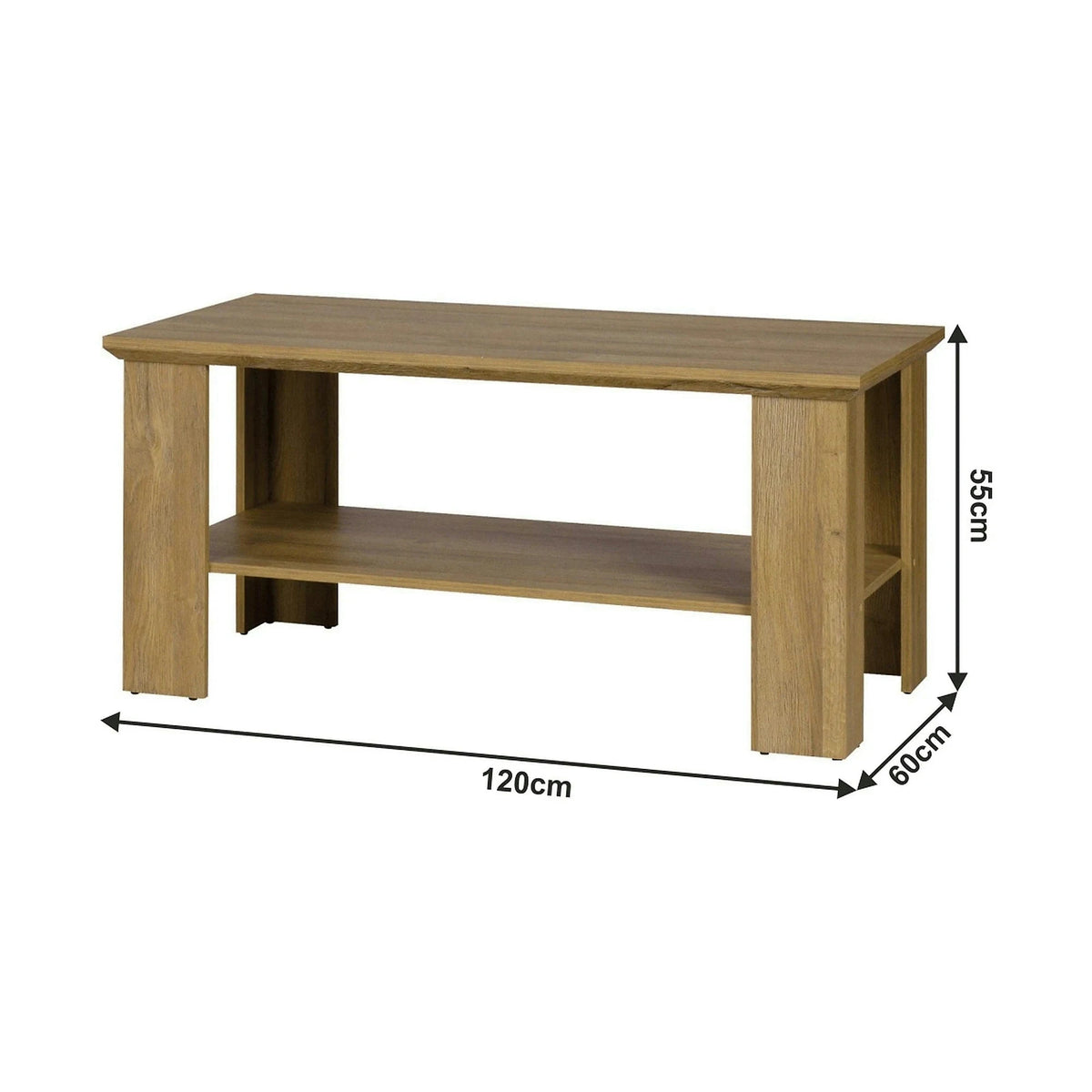 Masuta cafea LEON MZ17, stejar inchis, PAL laminat/muchii ABS, 120x60x55 cm