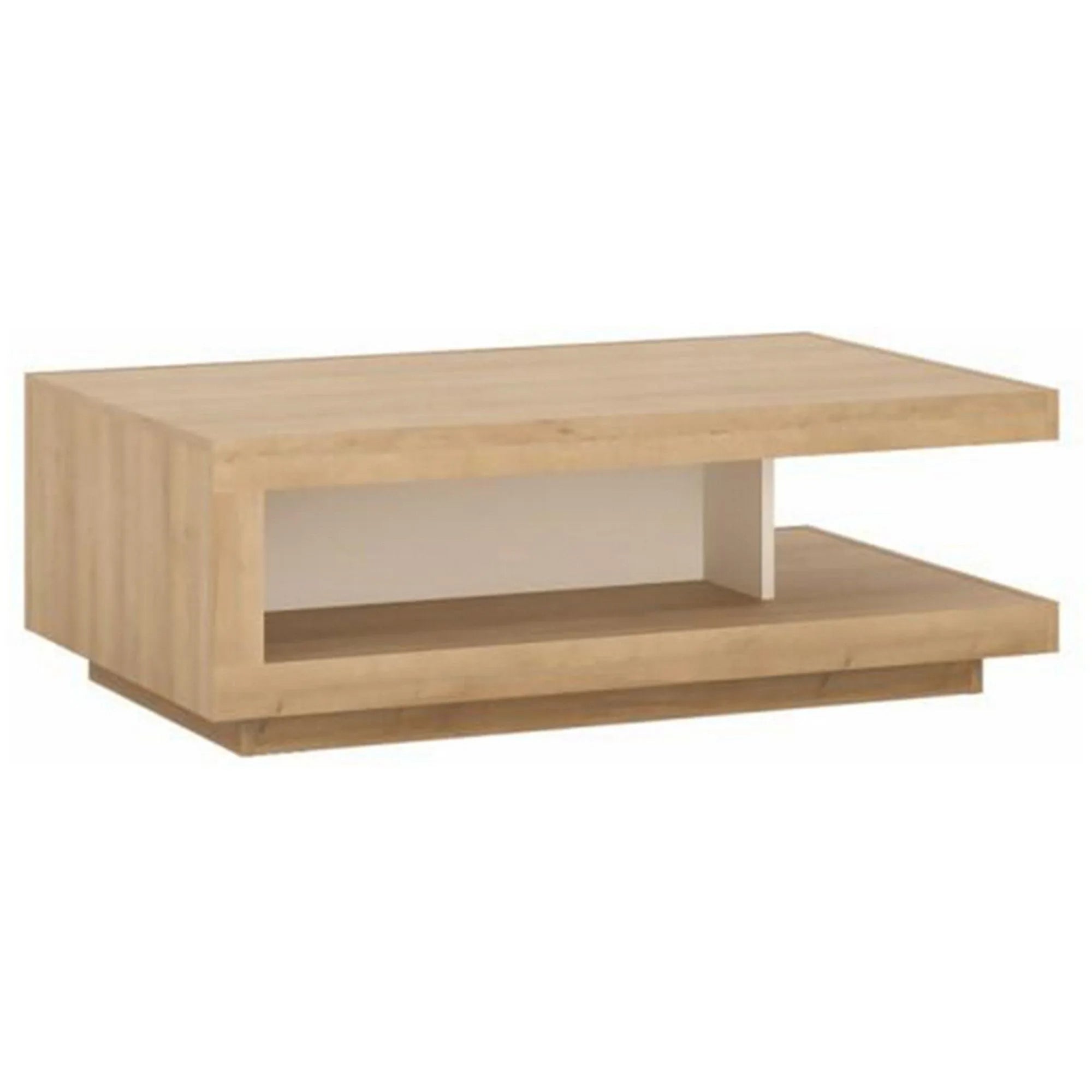 Masuta cafea LEONARDO LYOT01, stejar riviera/alb, DTD laminat, 106x68x35 cm