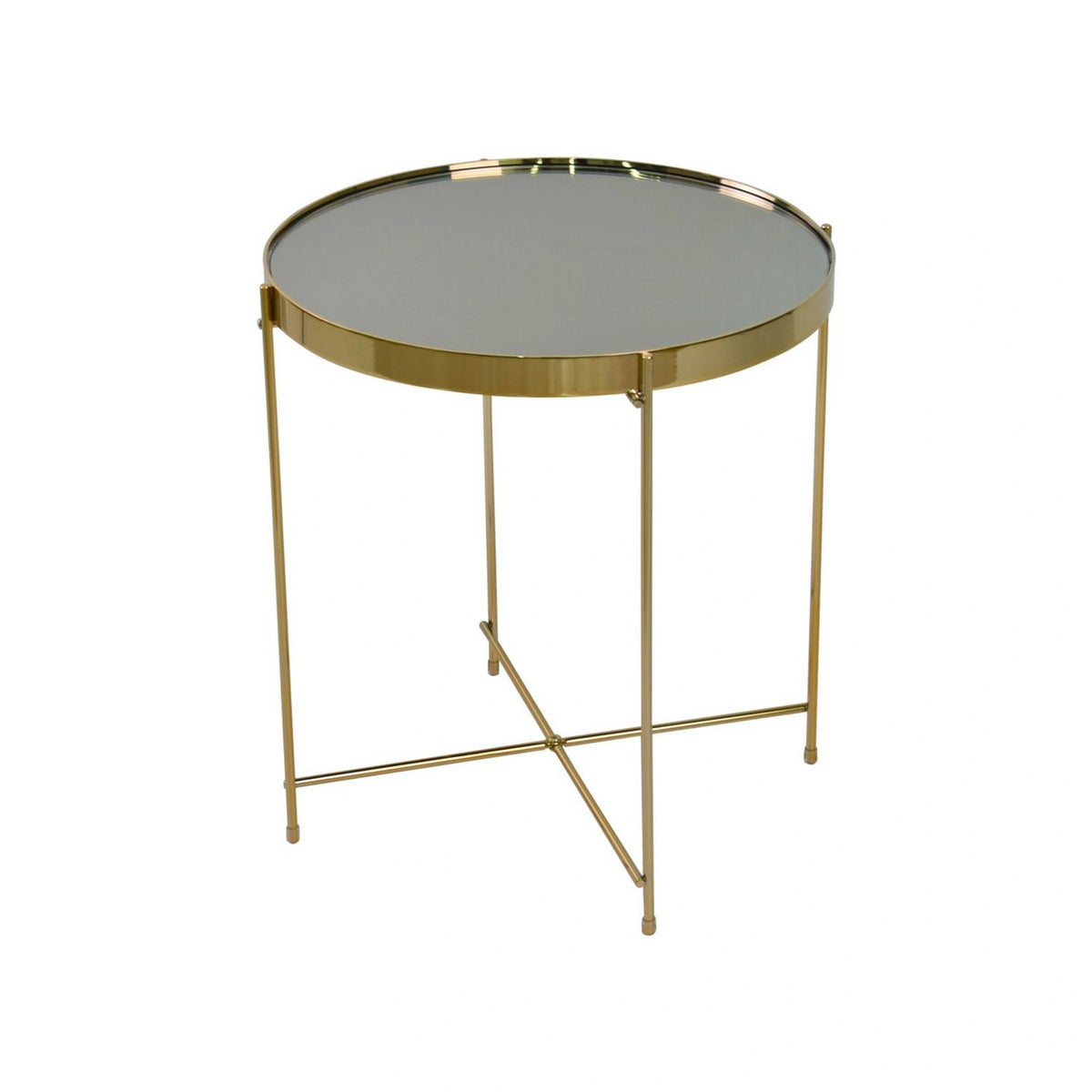 Masuta cafea LEONE, auriu, sticla/metal, 43x43x46 cm