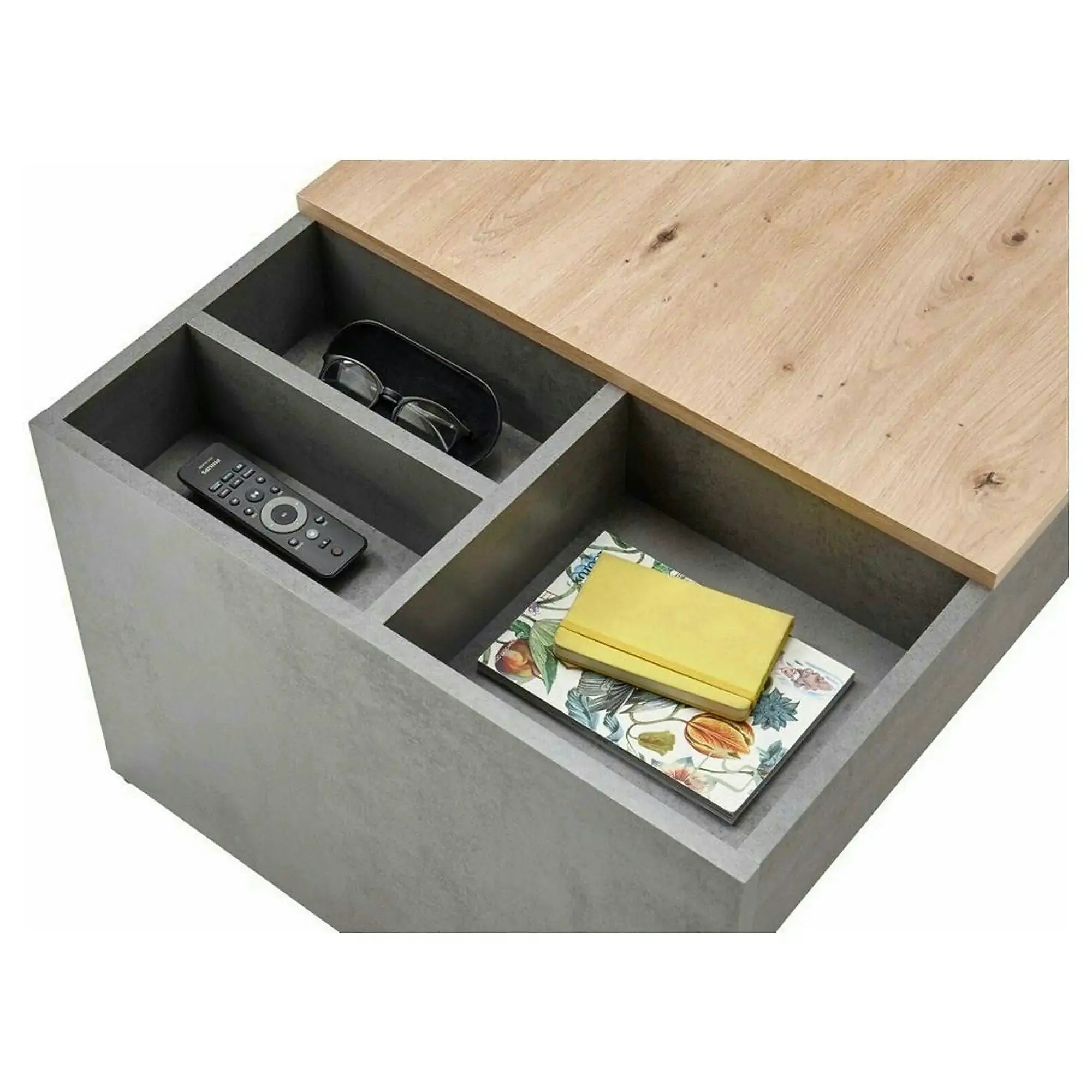 Masuta cafea LEVI, stejar artisan/gri beton, PAL, 110x60x45 cm