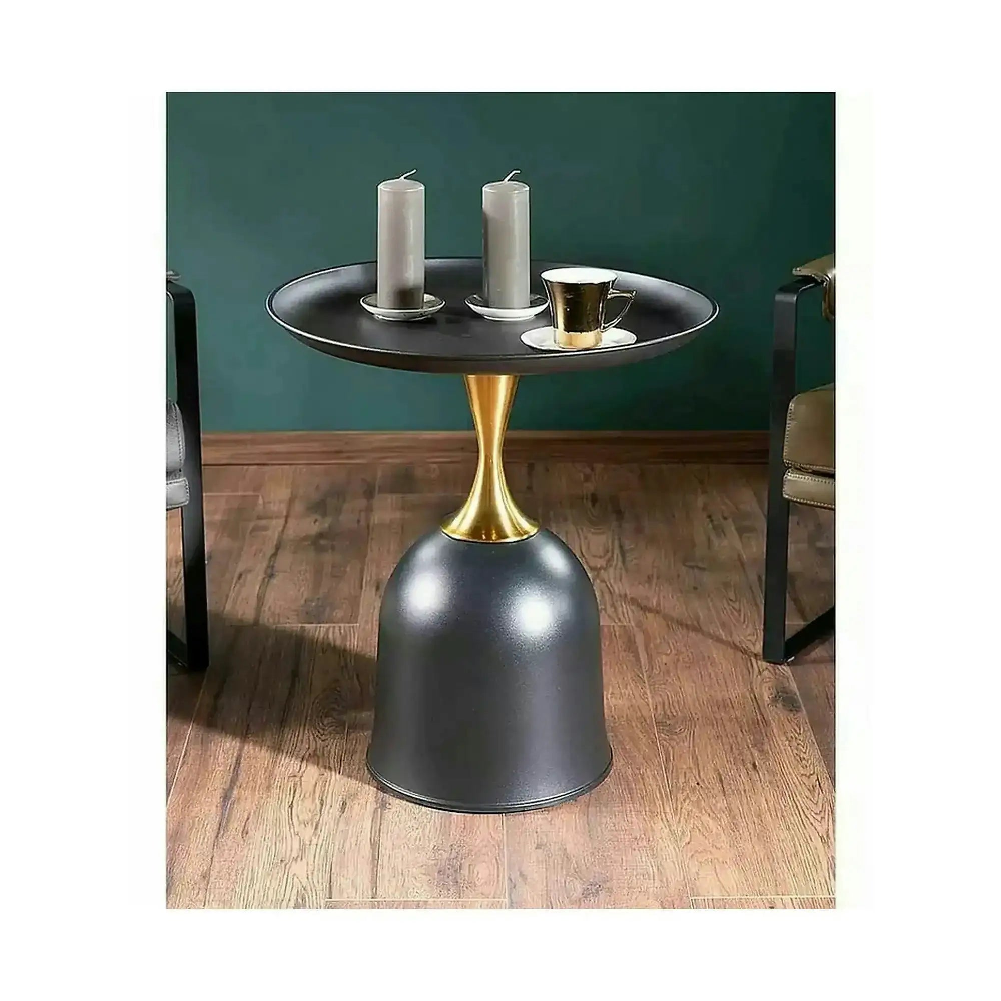 Masuta cafea LIBRA, negru/auriu, metal, 51x61 cm