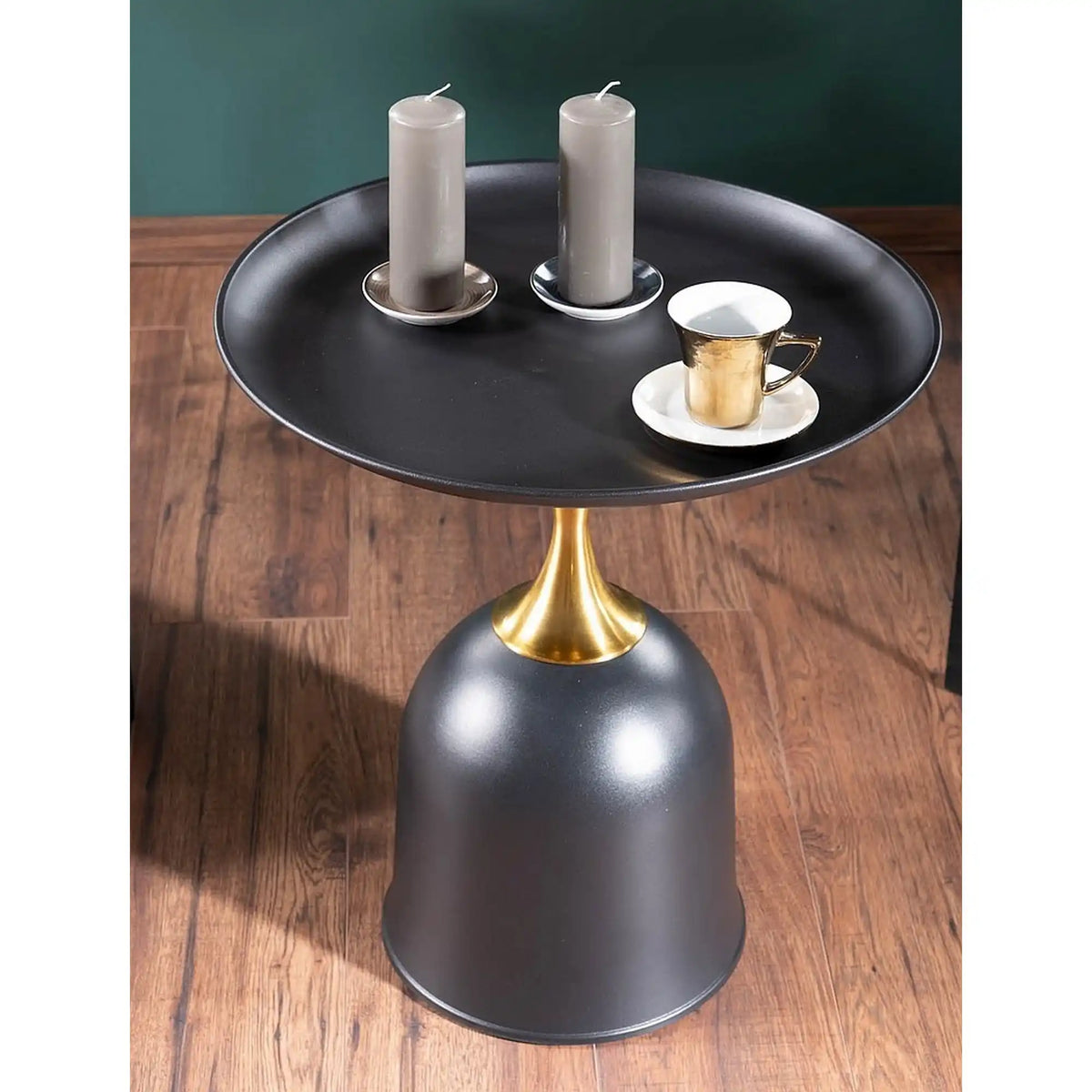 Masuta cafea LIBRA, negru/auriu, metal, 51x61 cm