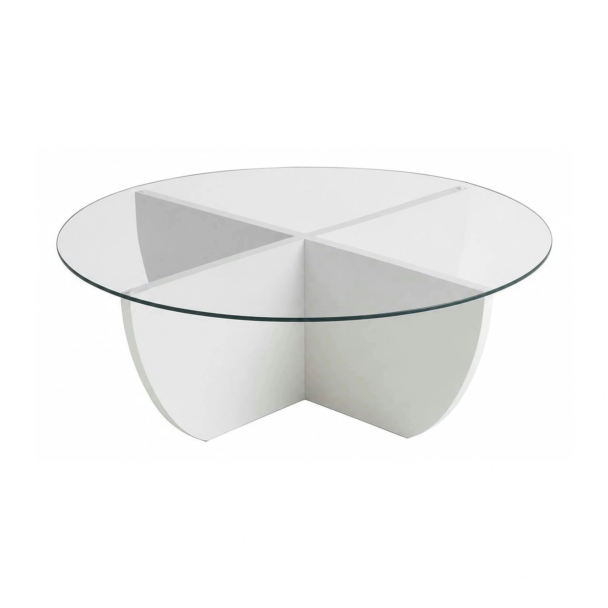 Masuta cafea Lily, alb, sticla/PAL, 90x90x30 cm