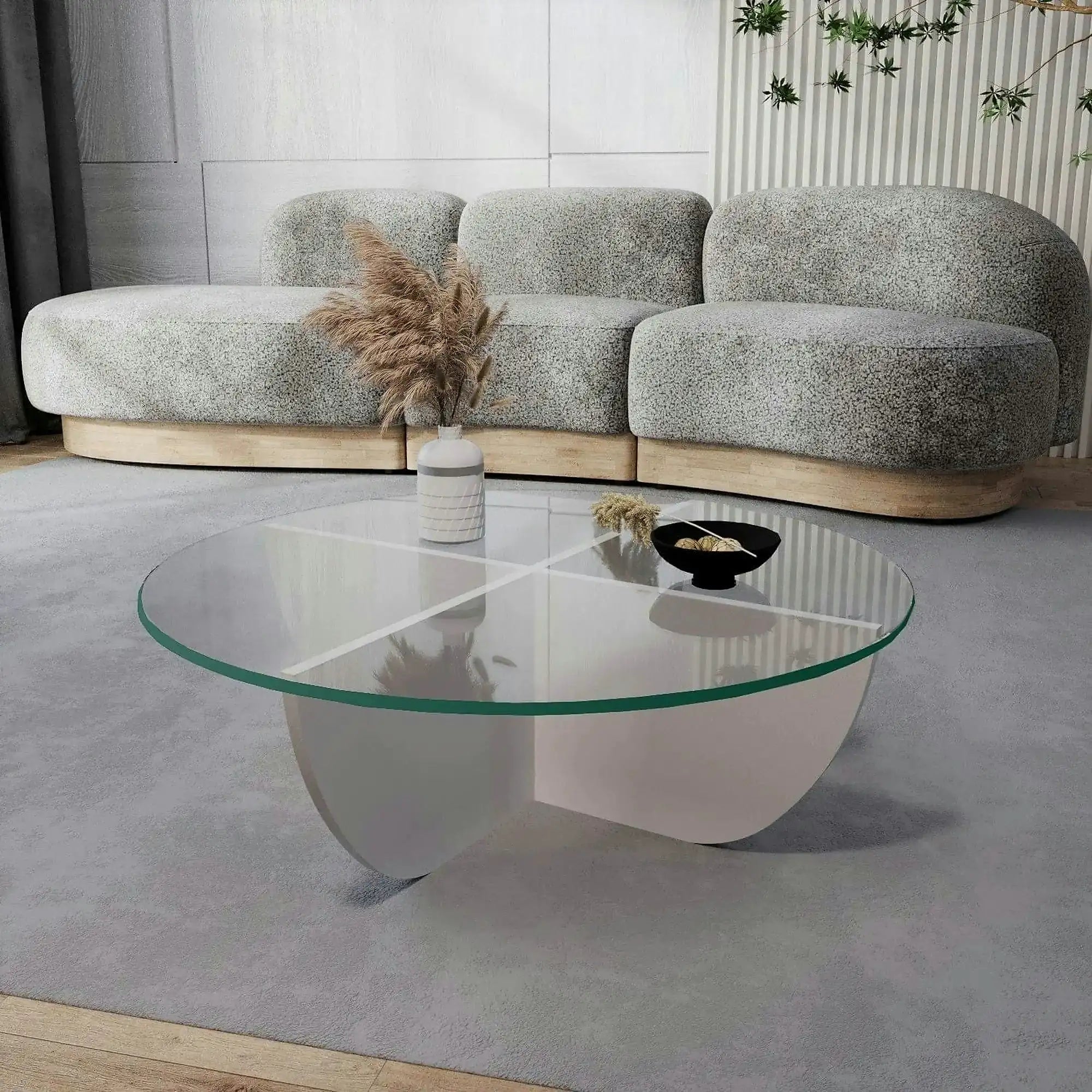 Masuta cafea Lily, alb, sticla/PAL, 90x90x30 cm