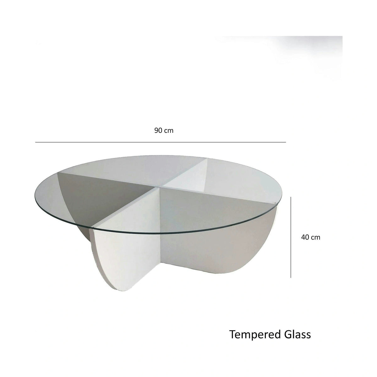 Masuta cafea Lily, alb, sticla/PAL, 90x90x30 cm