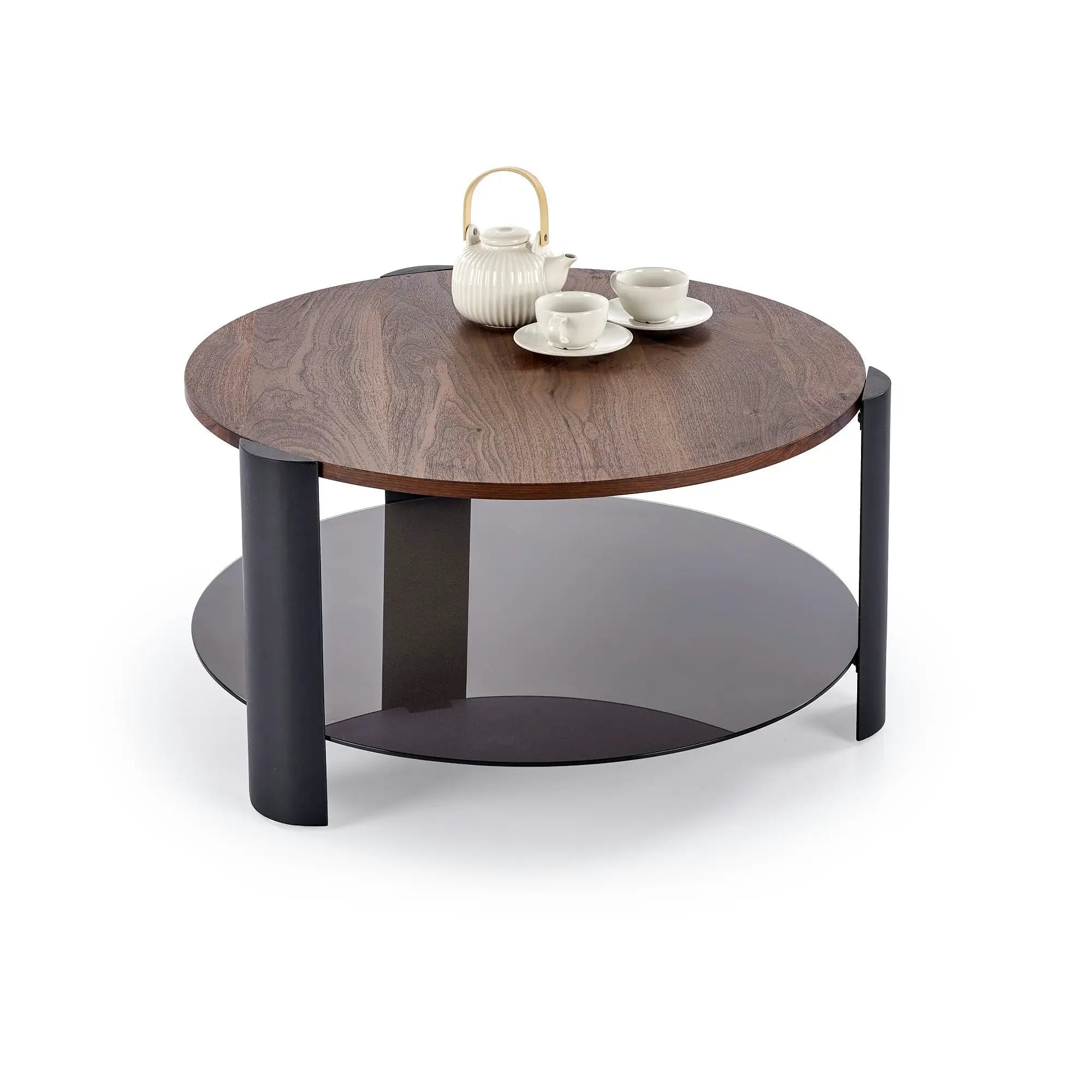 Masuta cafea LIRA, nuc/negru, 80x43 cm