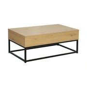 Masuta cafea LIVINA, stejar/negru, DTD laminat/metal, 100x55x40 cm