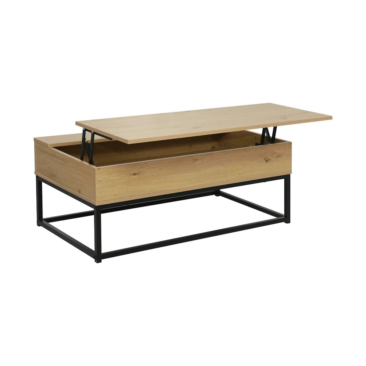 Masuta cafea LIVINA, stejar/negru, DTD laminat/metal, 100x55x40 cm
