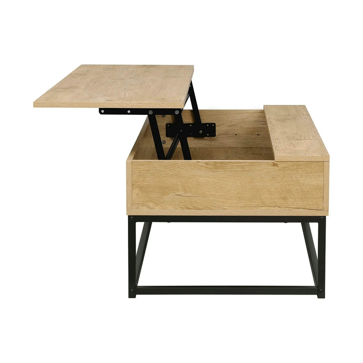 Masuta cafea LIVINA, stejar/negru, DTD laminat/metal, 100x55x40 cm