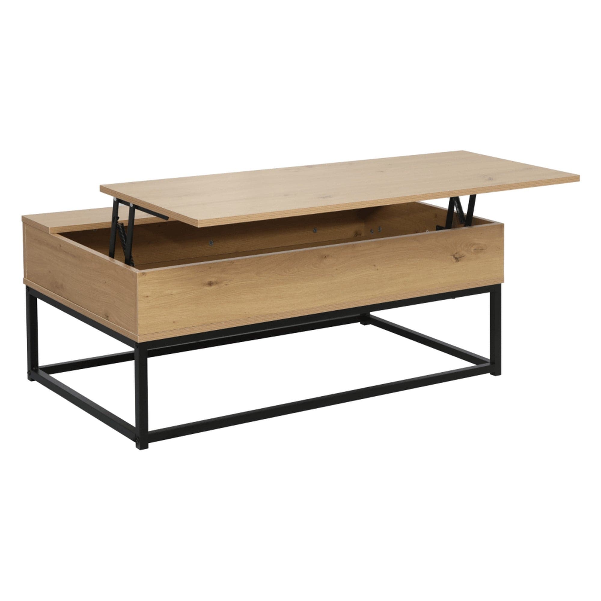 Masuta cafea LIVINA, stejar/negru, DTD laminat/metal, 100x55x40 cm