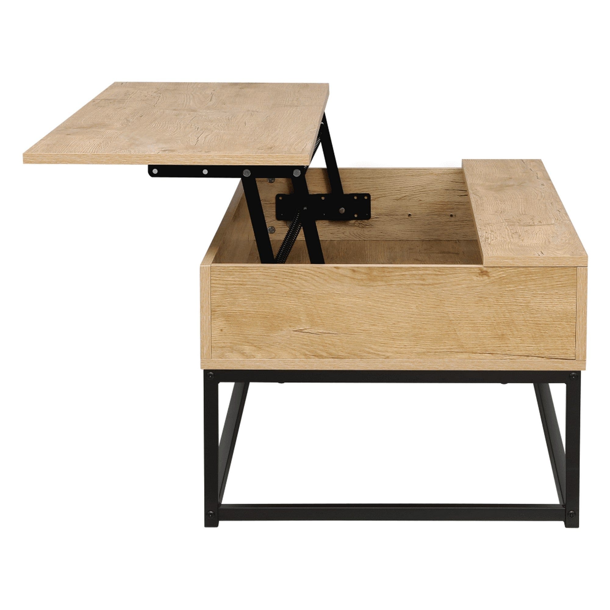 Masuta cafea LIVINA, stejar/negru, DTD laminat/metal, 100x55x40 cm