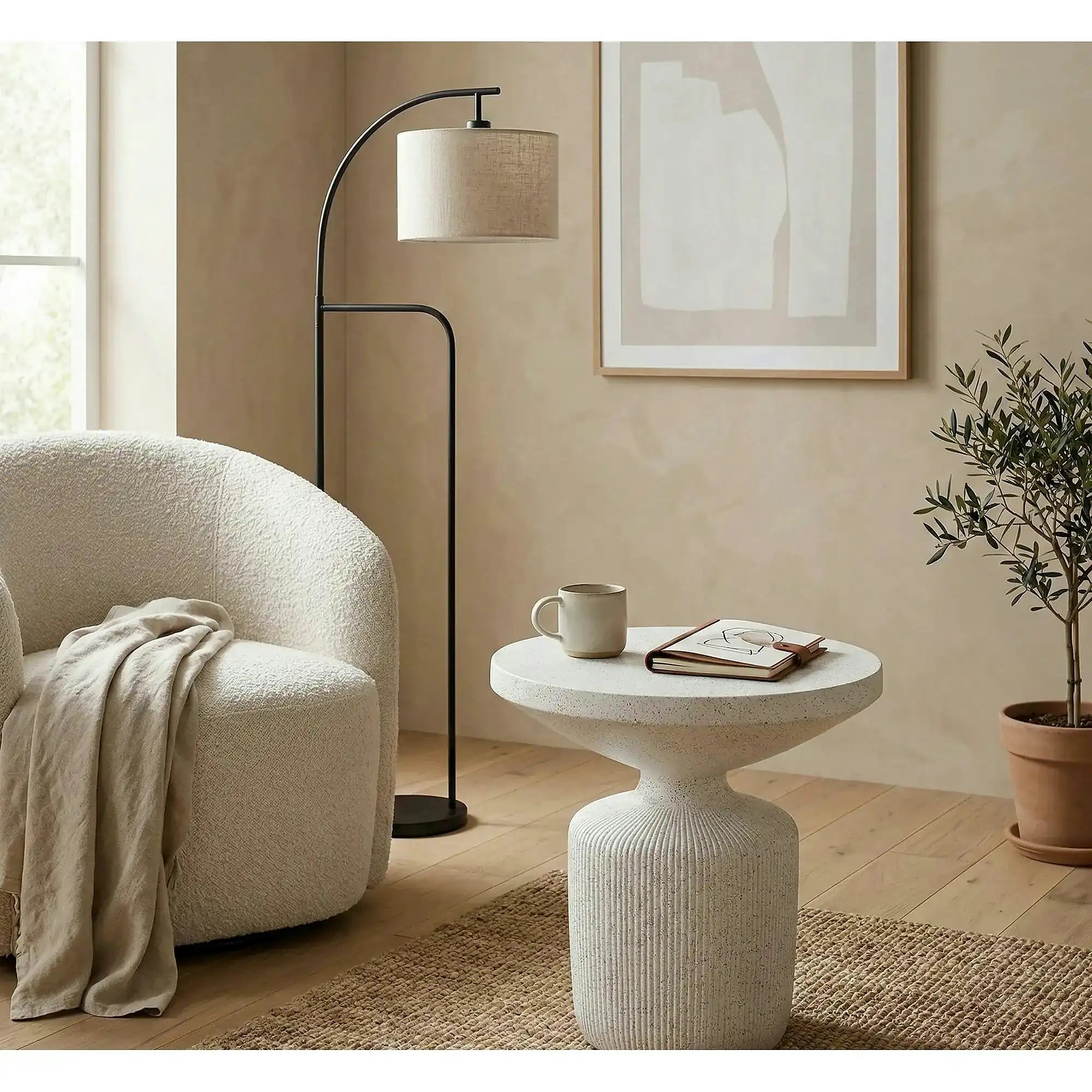 Masuta cafea living alba GIZA, compozit, 54x54x53 cm