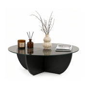 Masuta cafea LIYA, negru/transparent, sticla/PAL, 90x90x30 cm