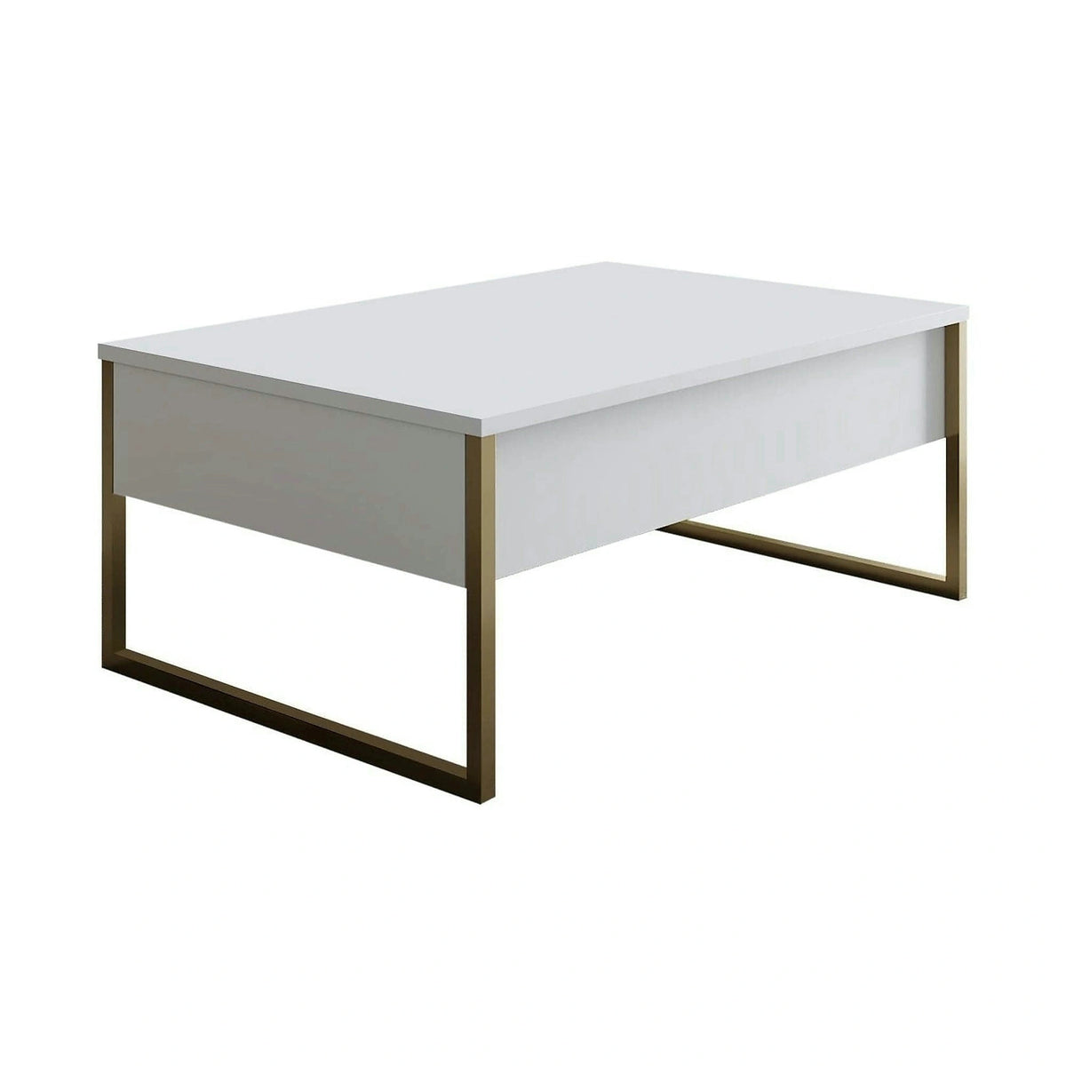 Masuta cafea Luxe, alb/auriu, PAL/metal, 90x60x40 cm