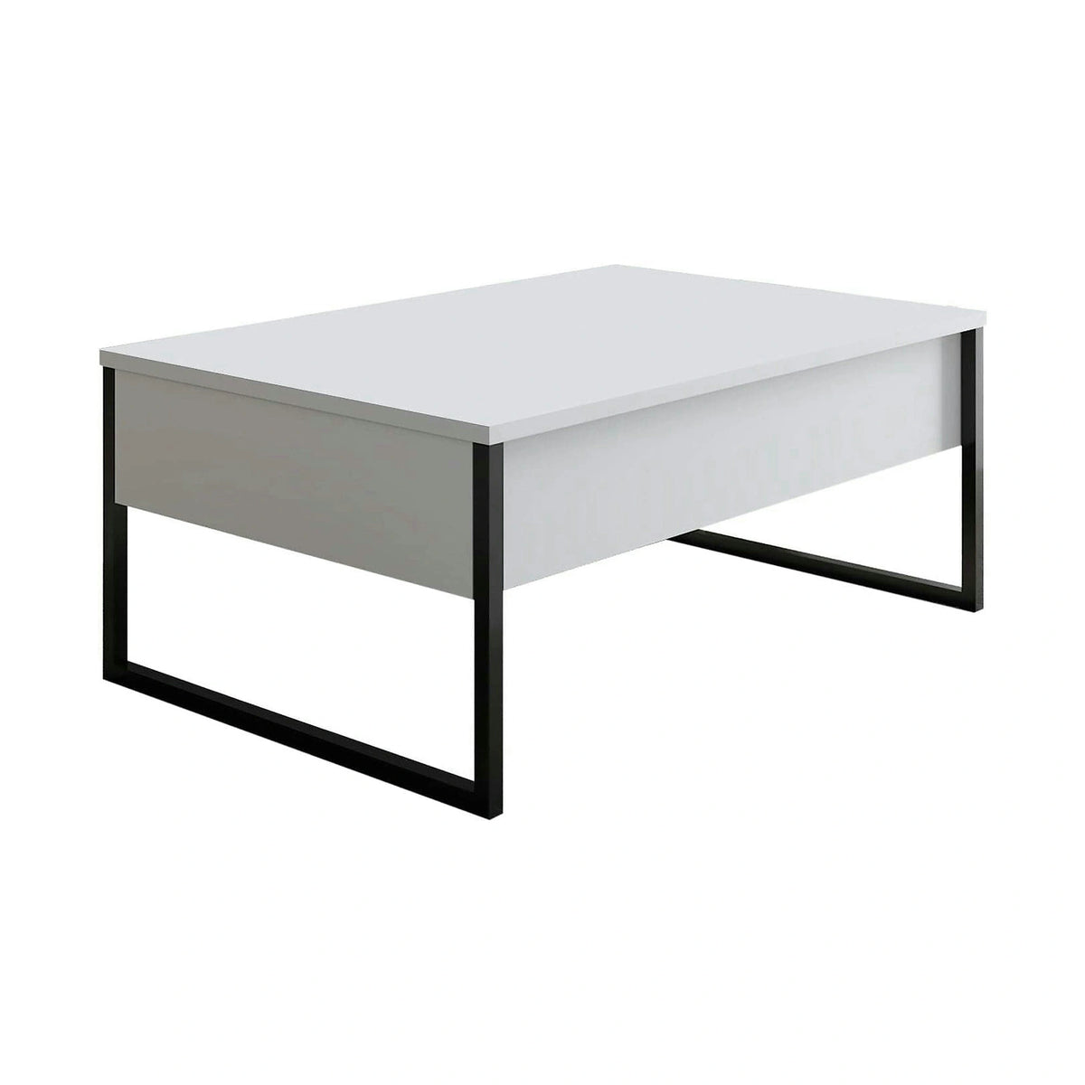 Masuta cafea Luxe, alb/negru, PAL/metal, 90x60x40 cm