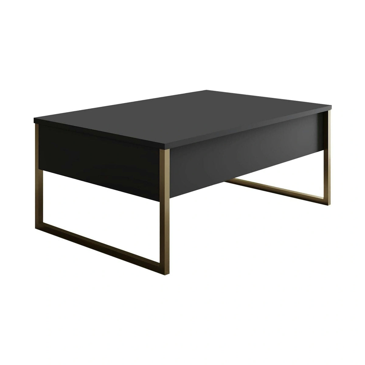 Masuta cafea Luxe, gri antracit/auriu, PAL/metal, 90x60x40 cm