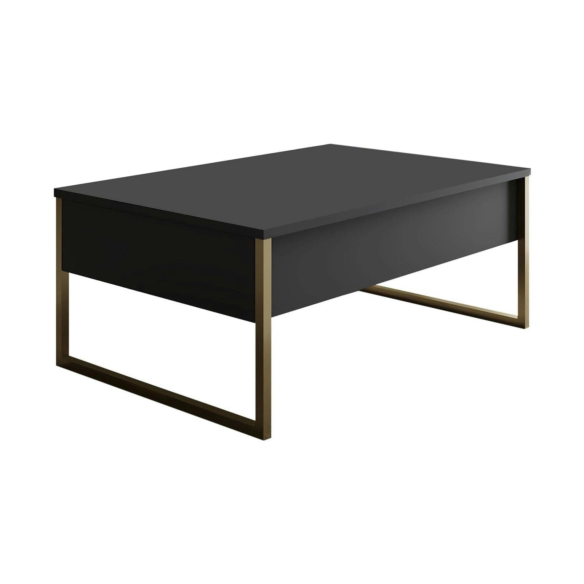 Masuta cafea Luxe, gri antracit/auriu, PAL/metal, 90x60x40 cm