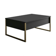 Masuta cafea Luxe, gri antracit/auriu, PAL/metal, 90x60x40 cm