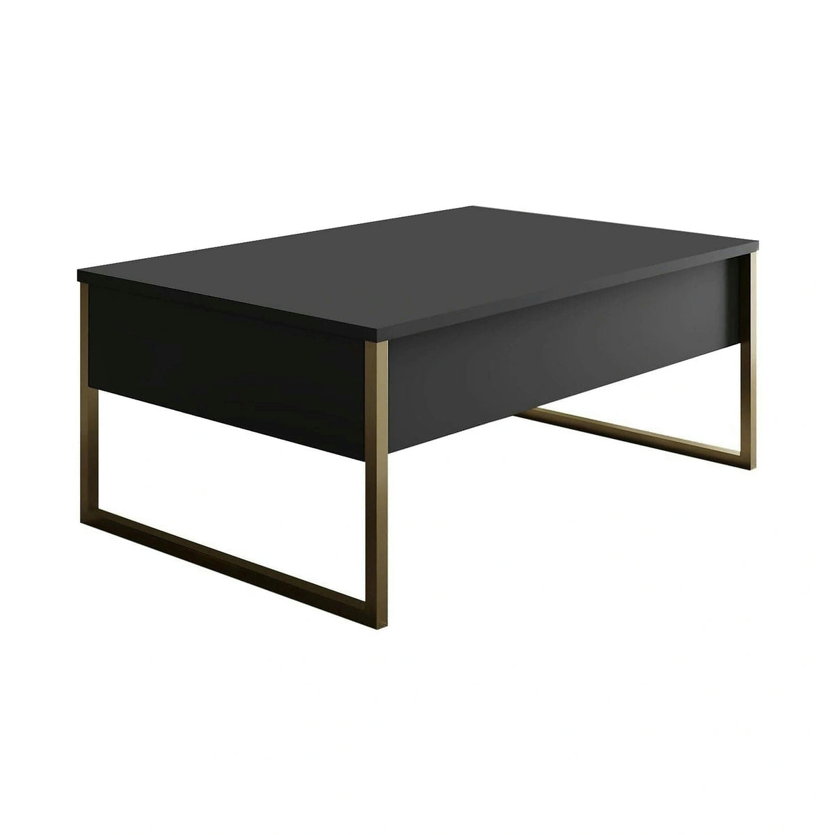 Masuta cafea Luxe, gri antracit/auriu, PAL/metal, 90x60x40 cm