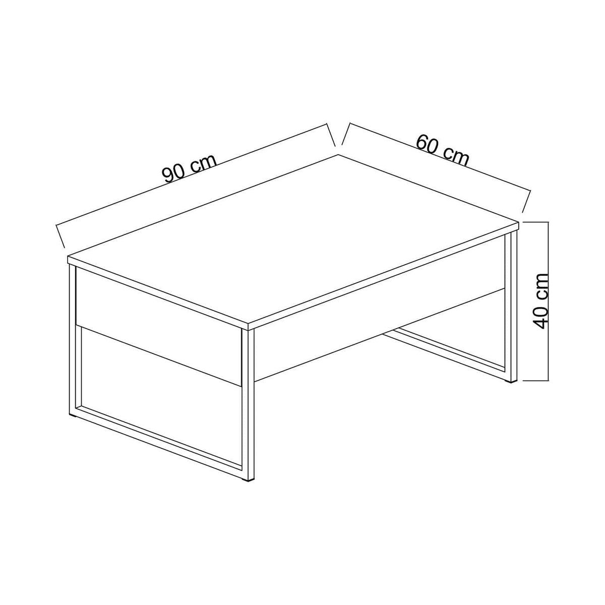 Masuta cafea Luxe, gri antracit/auriu, PAL/metal, 90x60x40 cm