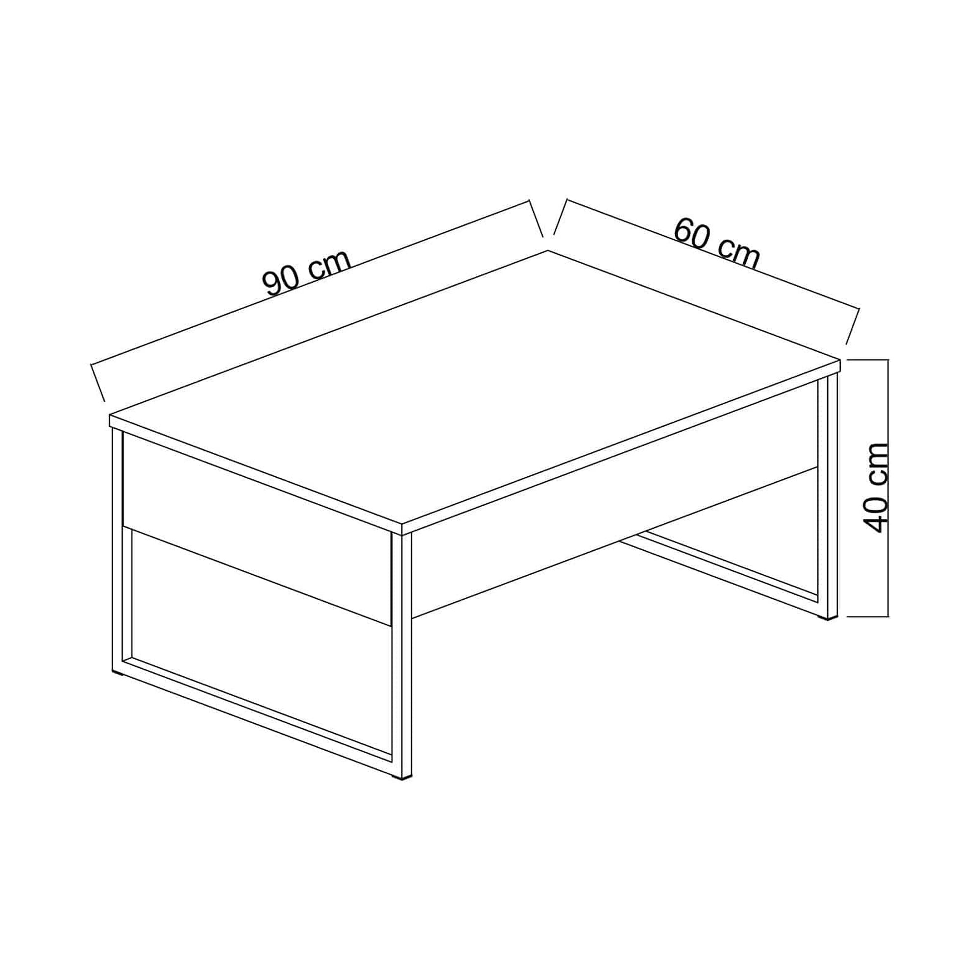 Masuta cafea Luxe, gri antracit/auriu, PAL/metal, 90x60x40 cm